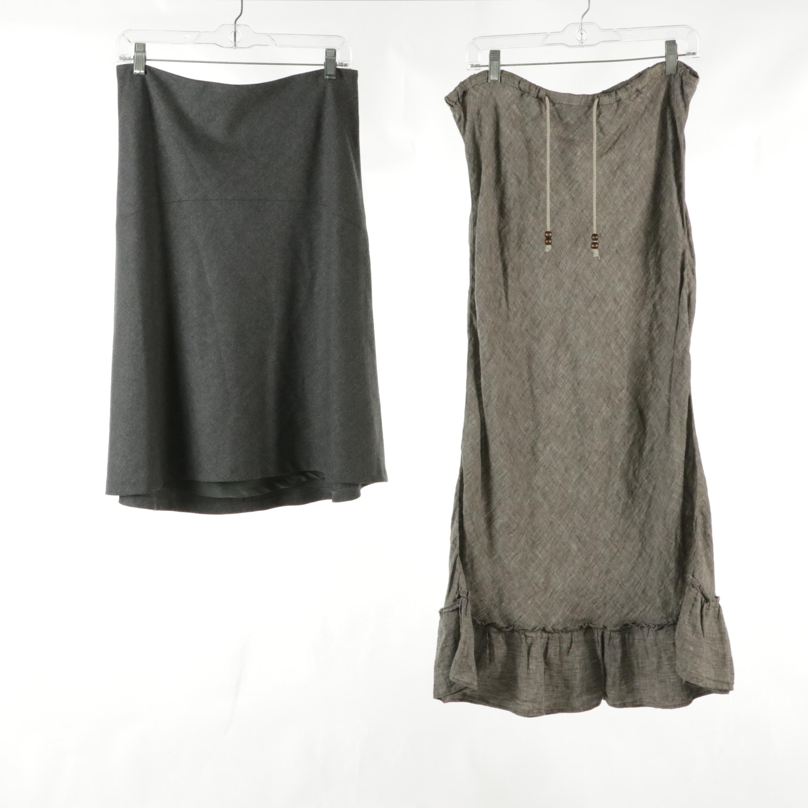 Eddie Bauer Linen Maxi Skirt, Talbots Gray Wool Skirt, Cropped Pants and More