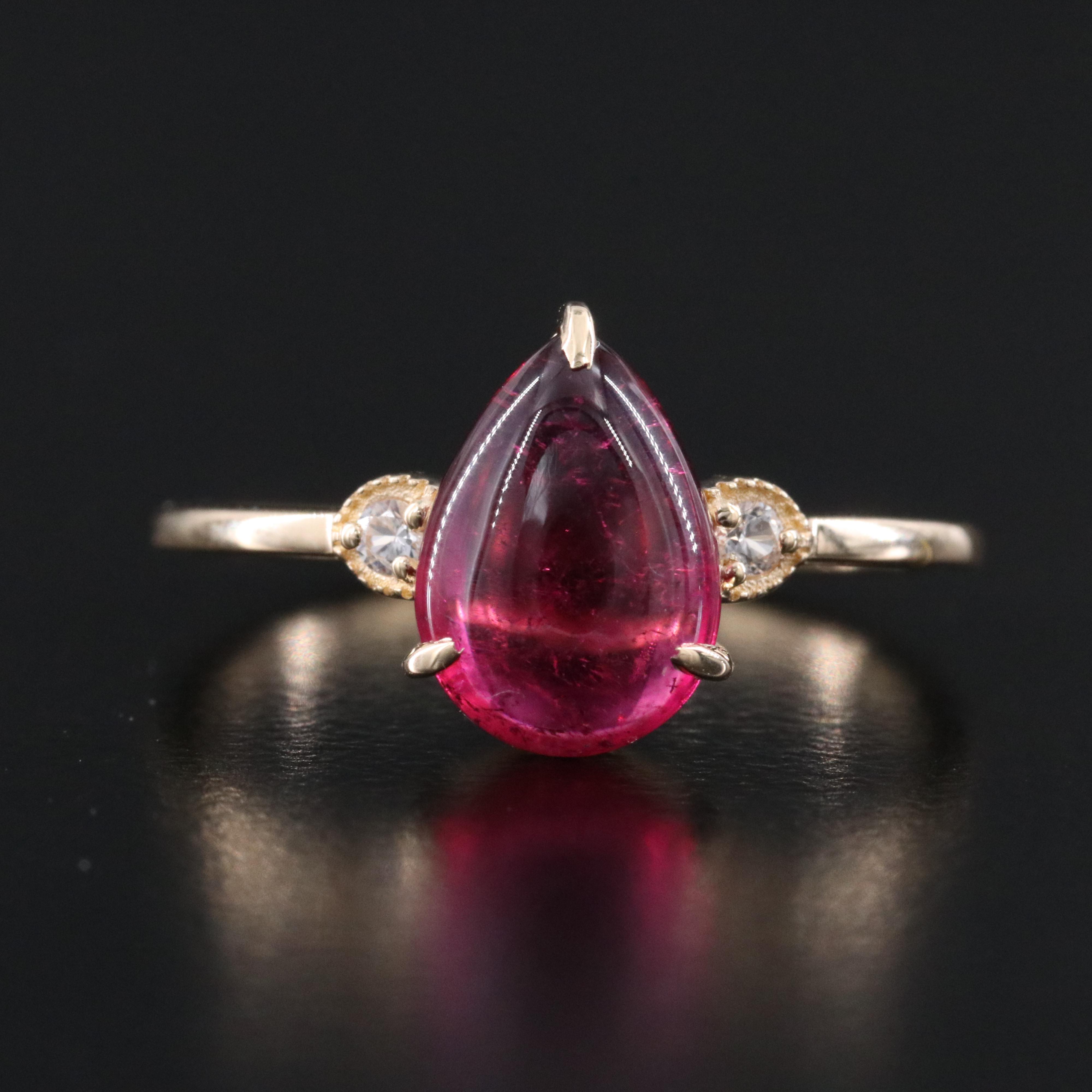 14K Pink Tourmaline and White Sapphire Ring