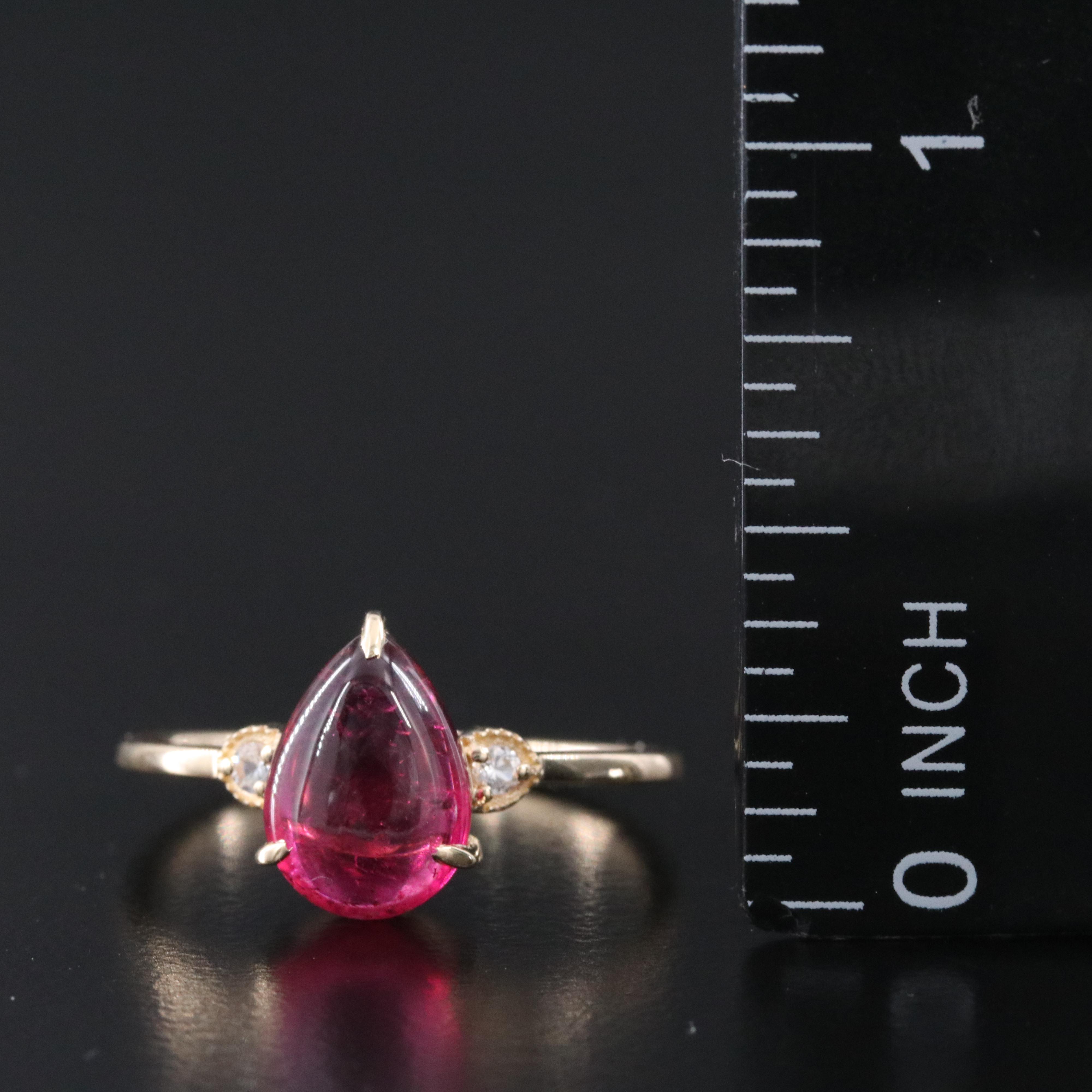 14K Pink Tourmaline and White Sapphire Ring