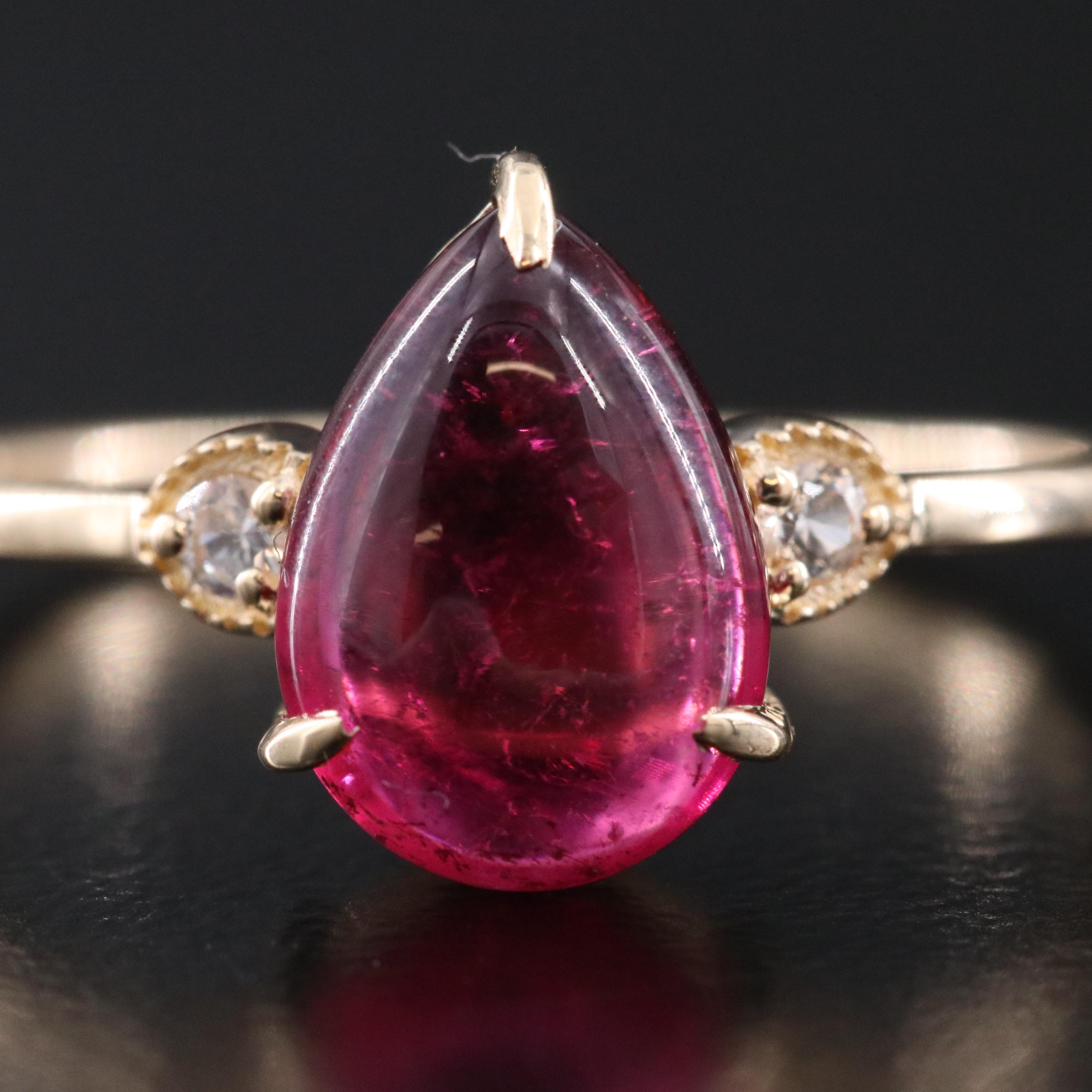14K Pink Tourmaline and White Sapphire Ring