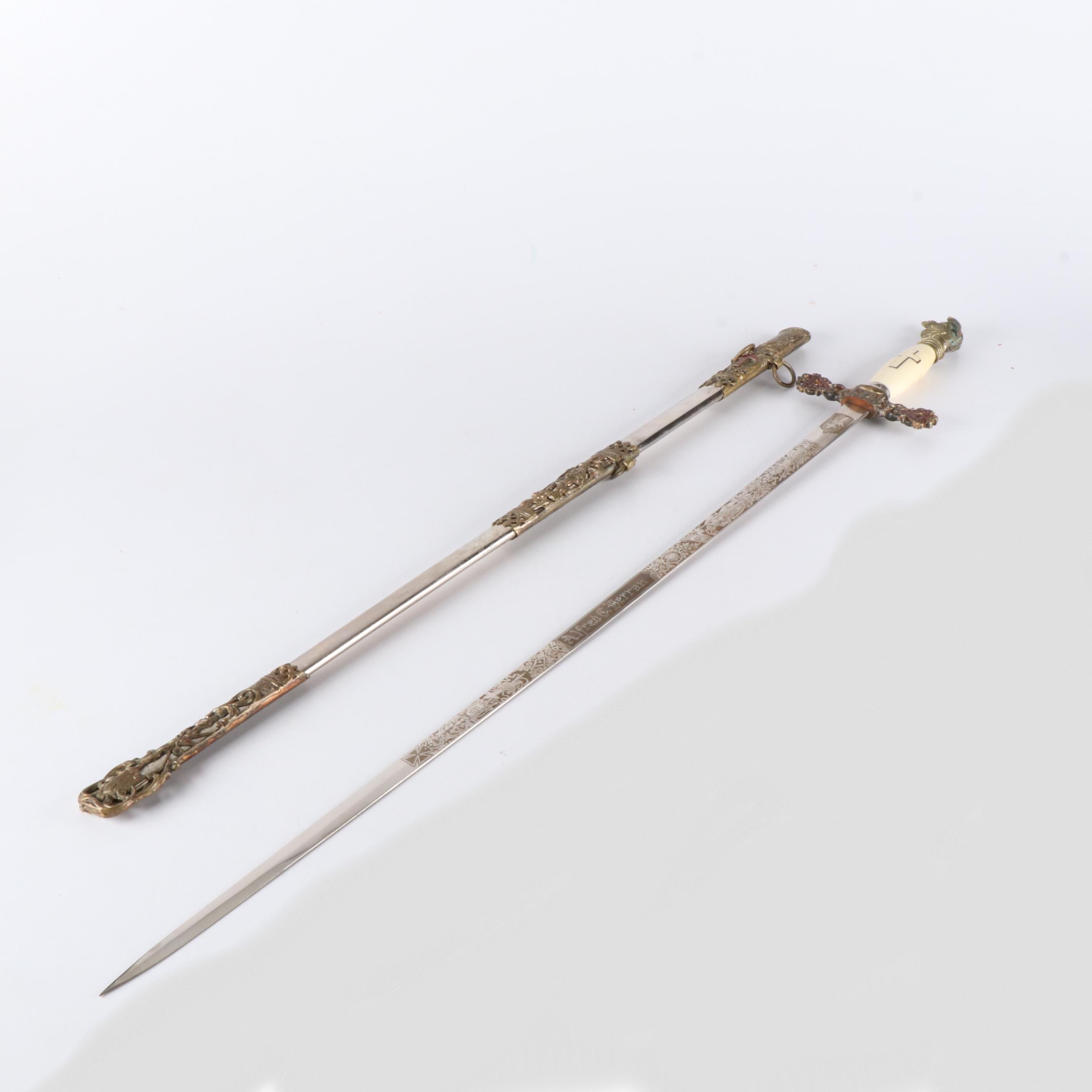 Masonic Knights Templar Ceremonial Sword with Scabbard
