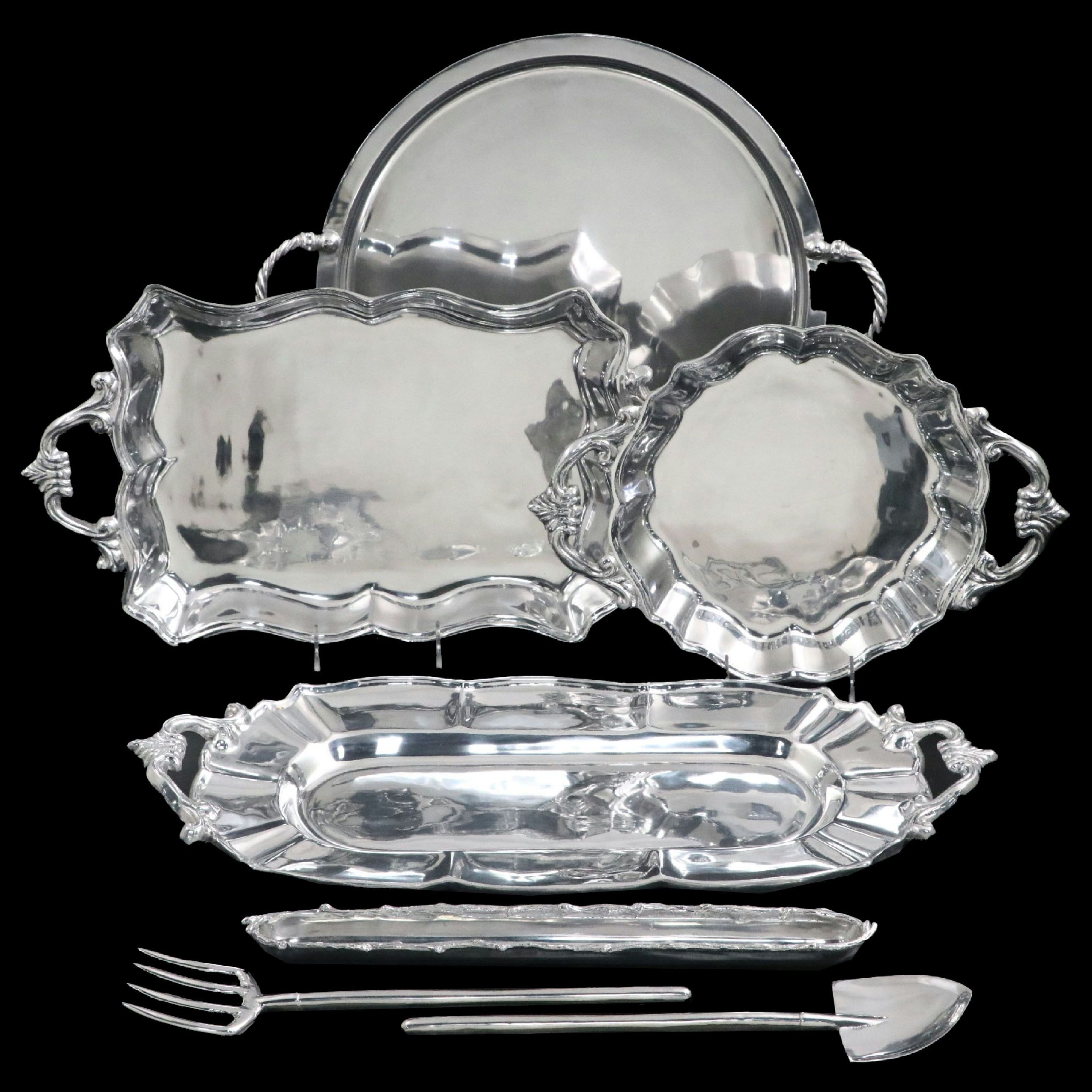 Beatriz Ball and Mariposa Metal Serving Trays with More Metal Serveware