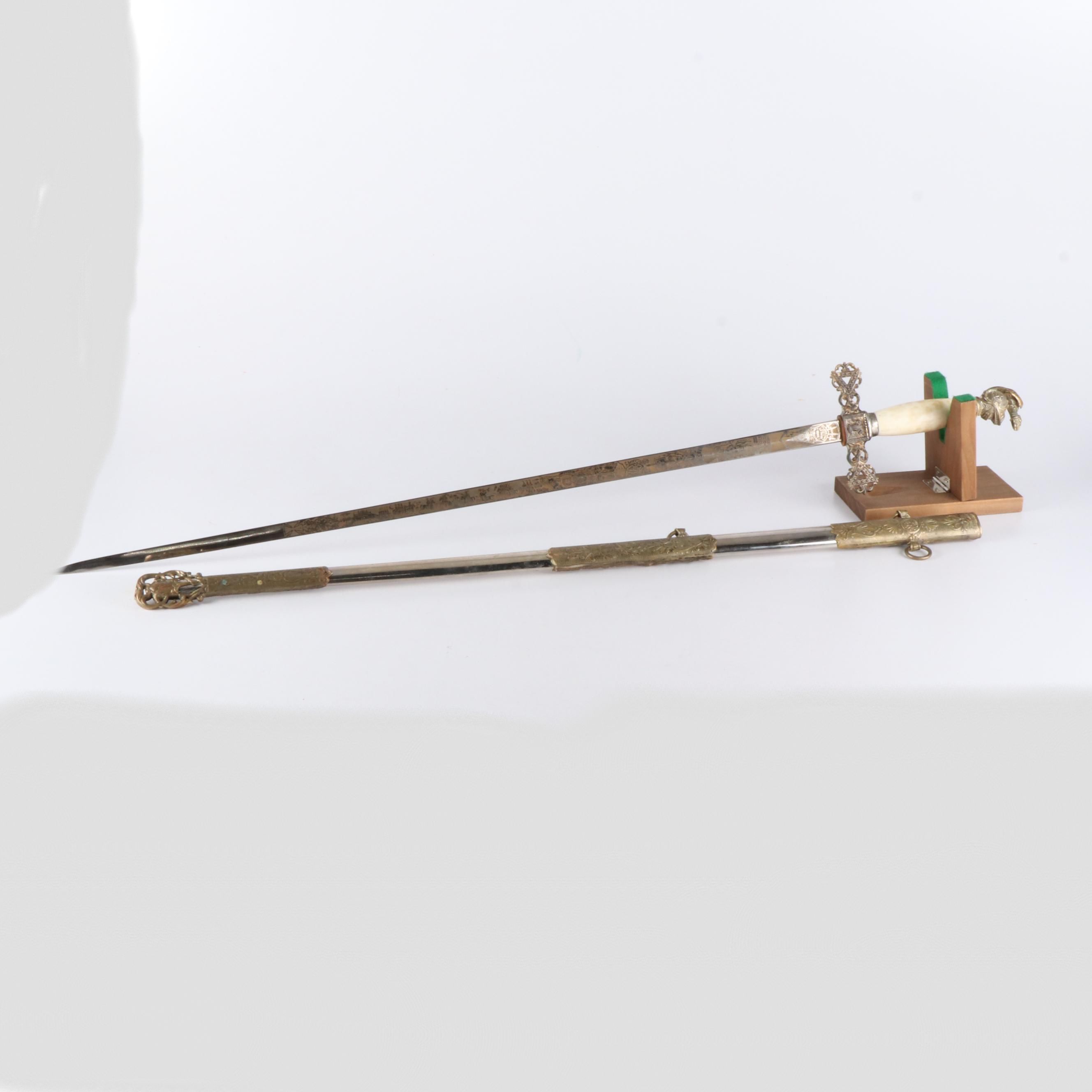 Masonic Knights Templar Ceremonial Sword with Scabbard