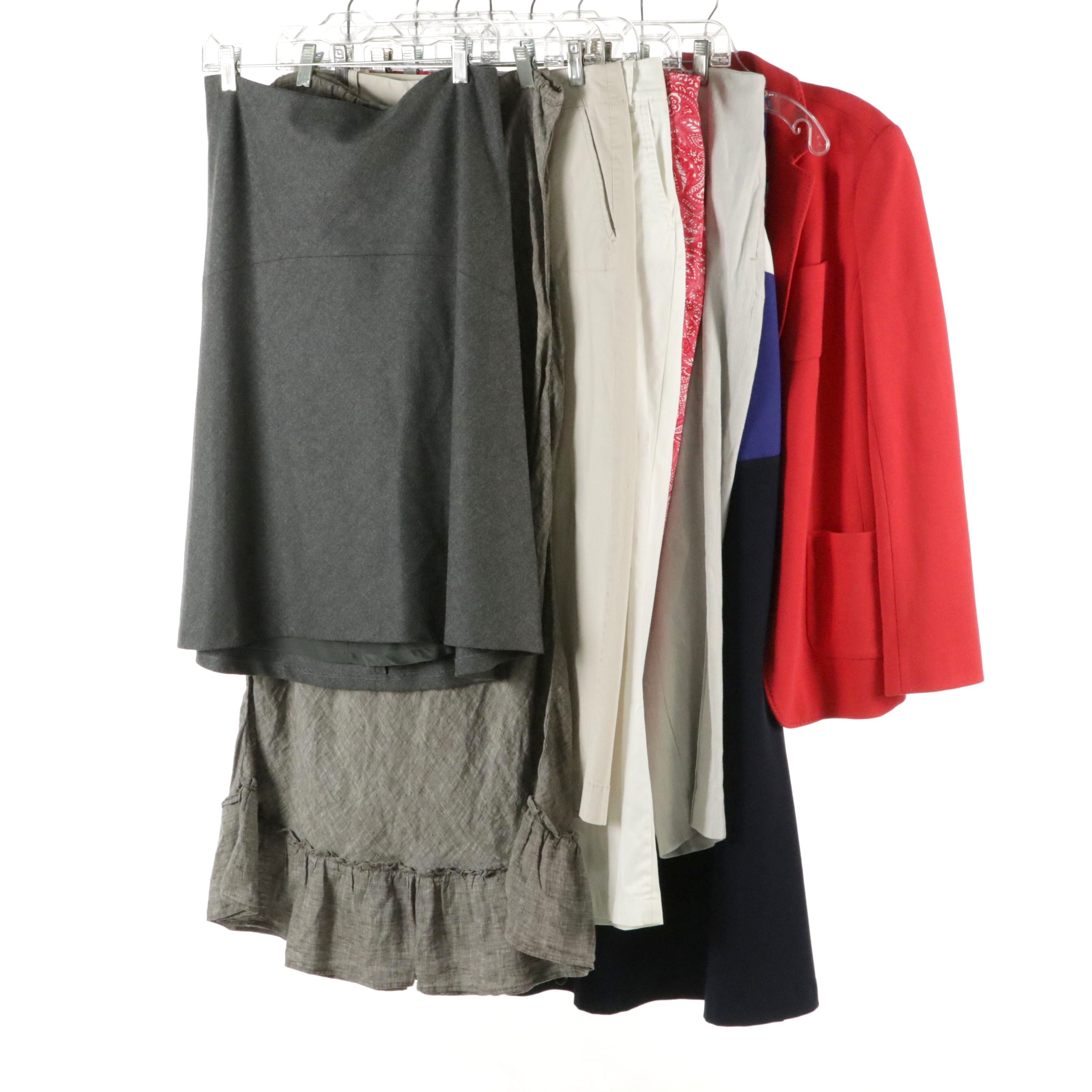 Eddie Bauer Linen Maxi Skirt, Talbots Gray Wool Skirt, Cropped Pants and More