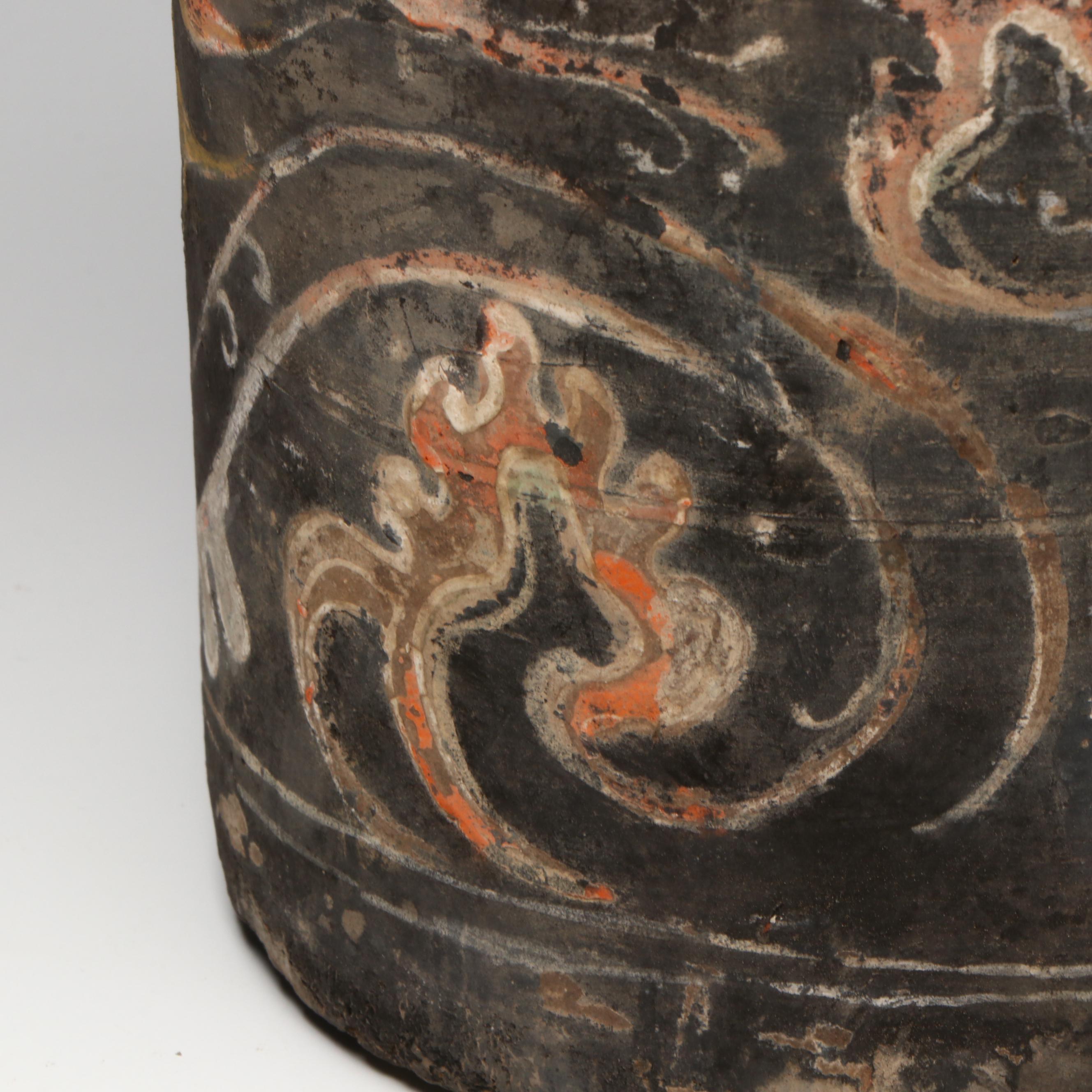 Chinese Han Dynasty Polychrome Painting Granary Jar