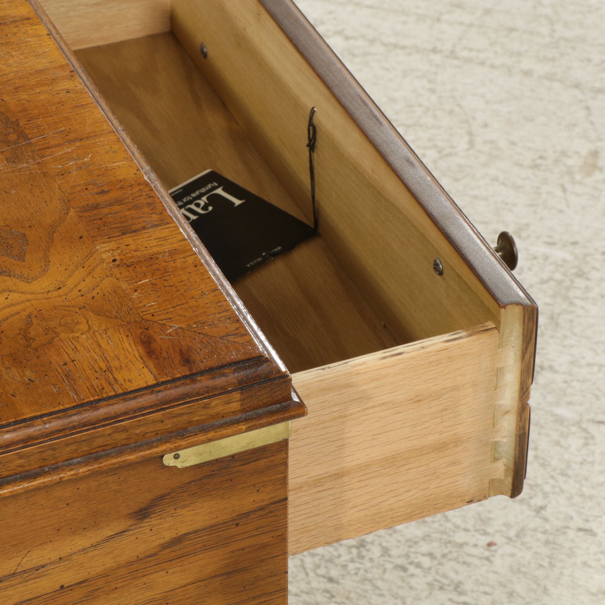 Lane Furniture Campaign Style Burl Walnut Nightstands, Pair