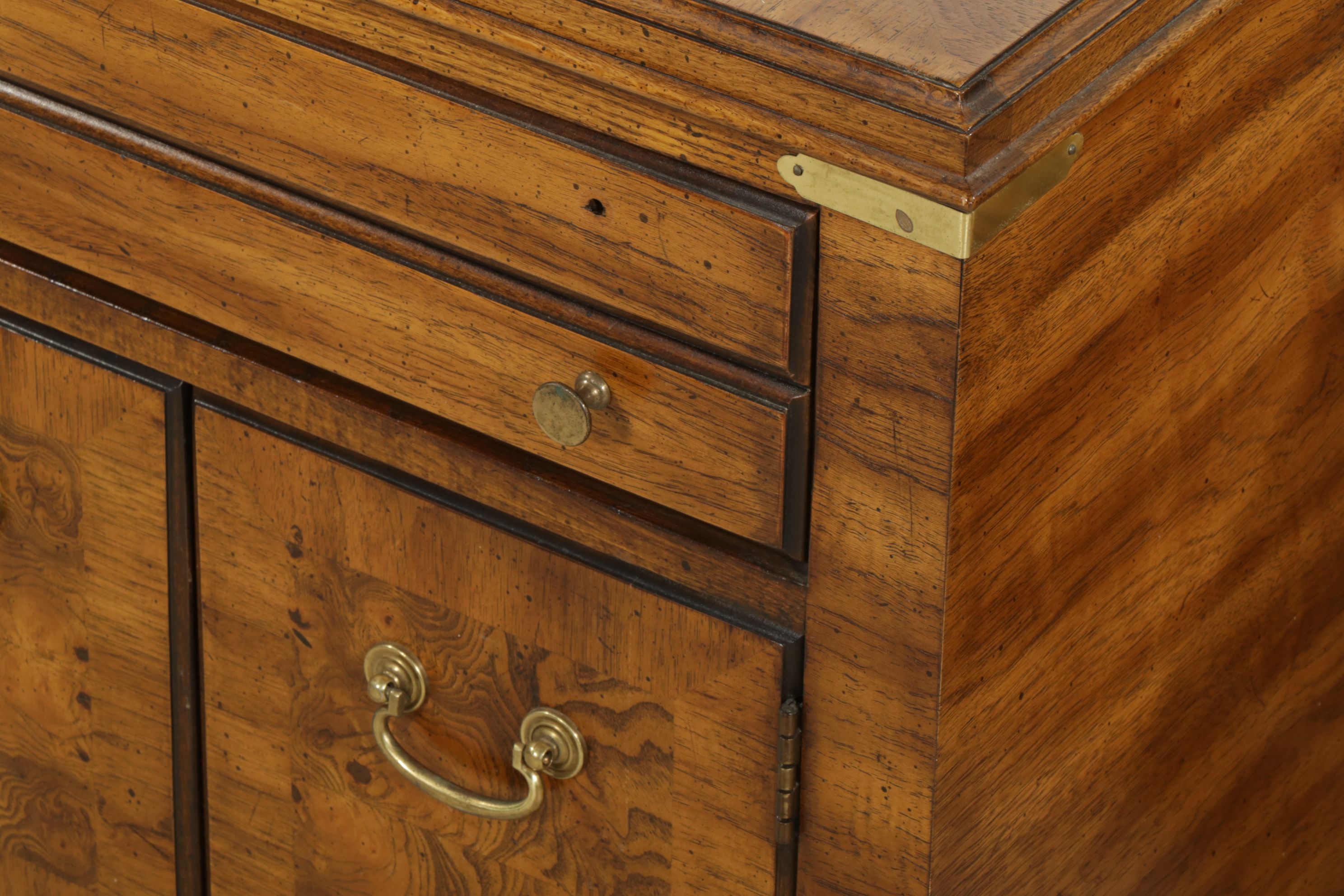 Lane Furniture Campaign Style Burl Walnut Nightstands, Pair