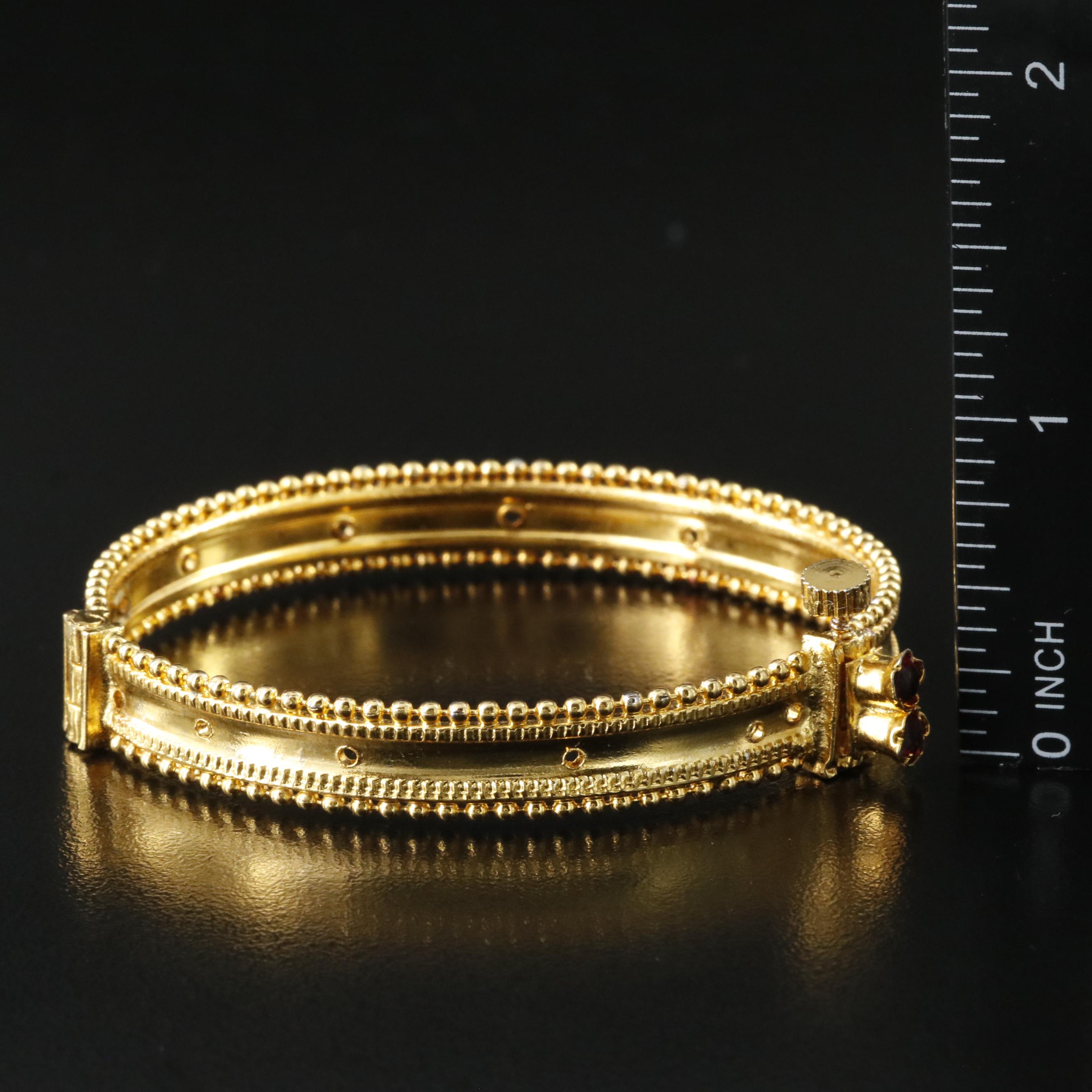 Yellow Tone Hinged Bangle Bracelet Set with Faux Gemstones