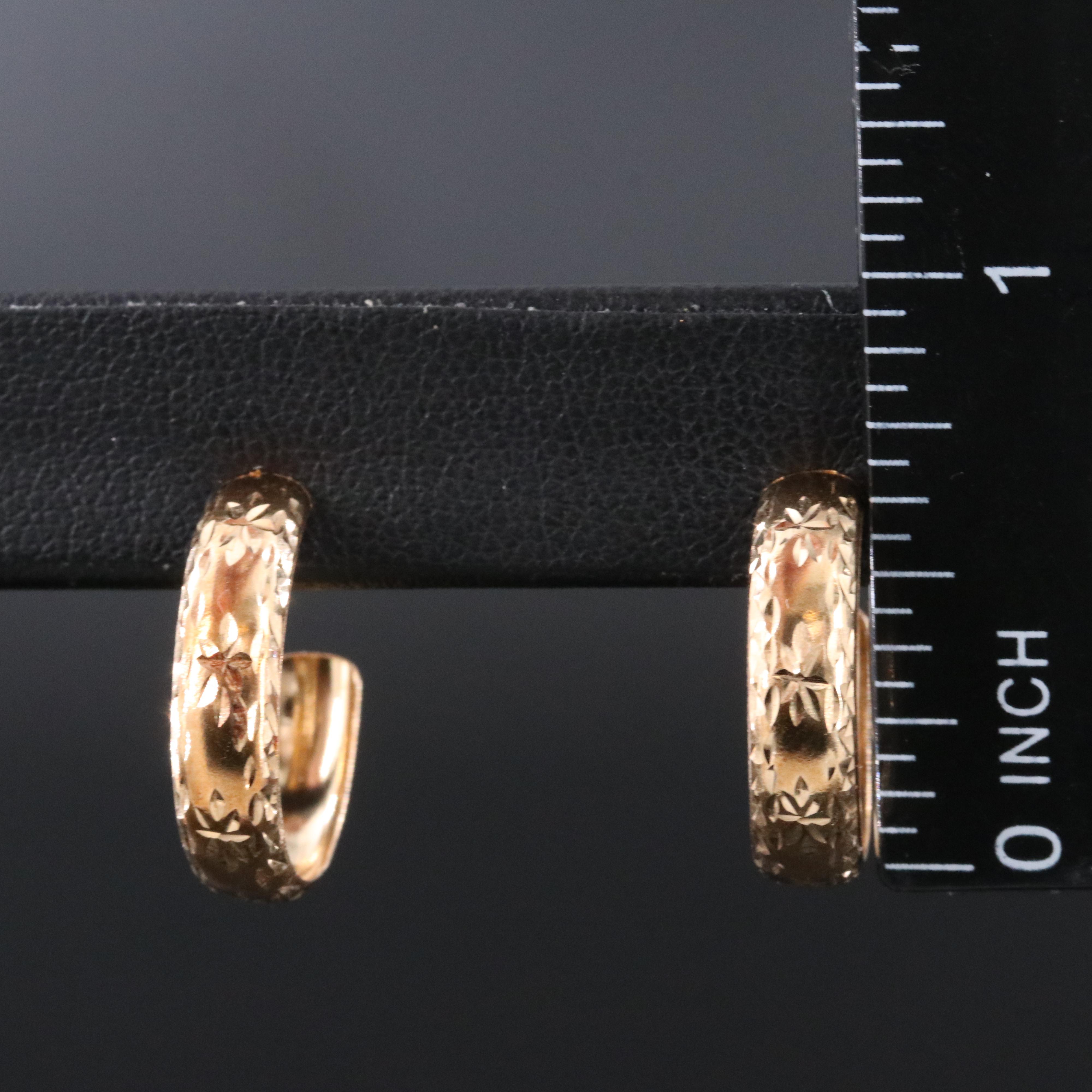 14K Diamond-Cut Style Half Hoops