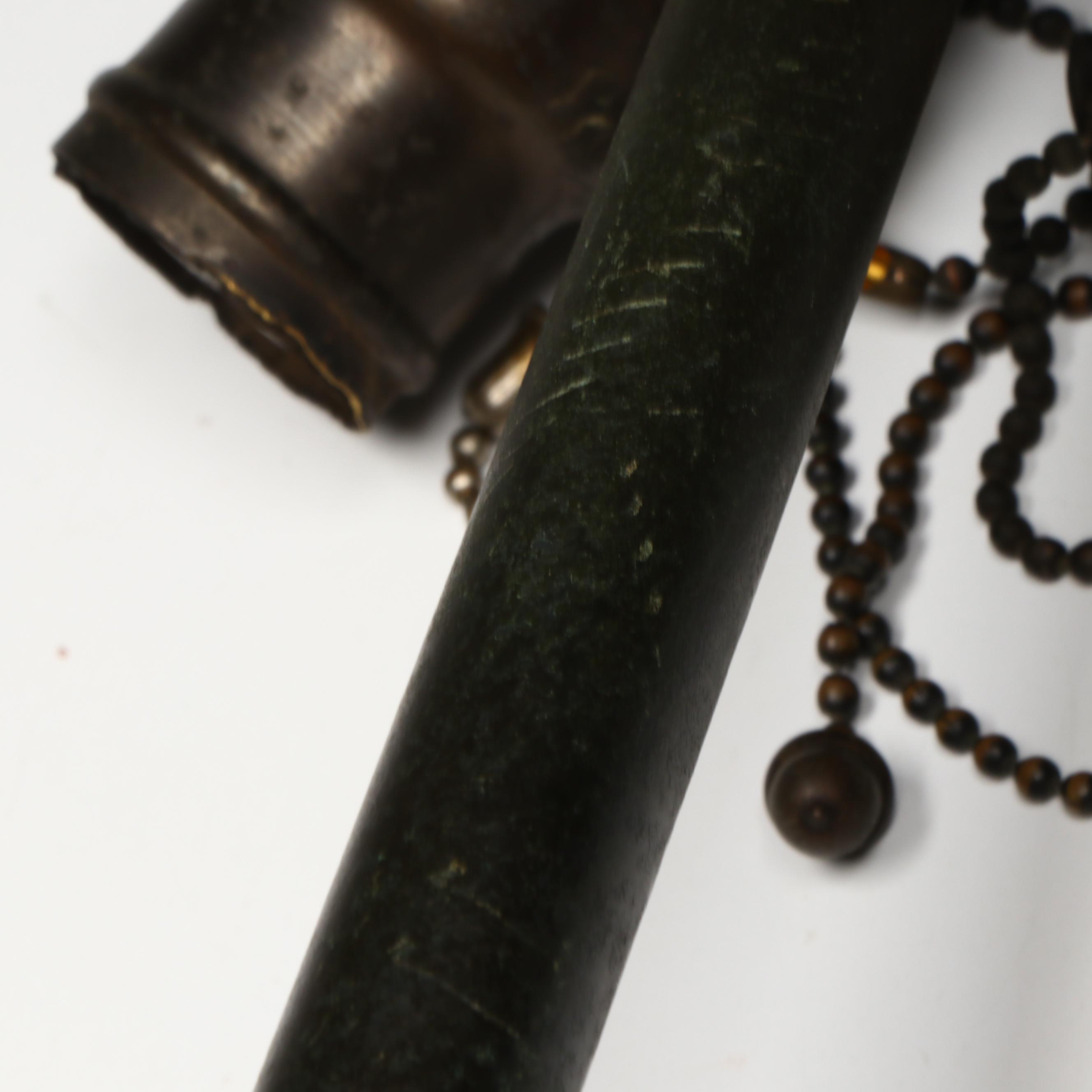 Art Nouveau Metal Table Lamp with Floral Stained Glass Shade