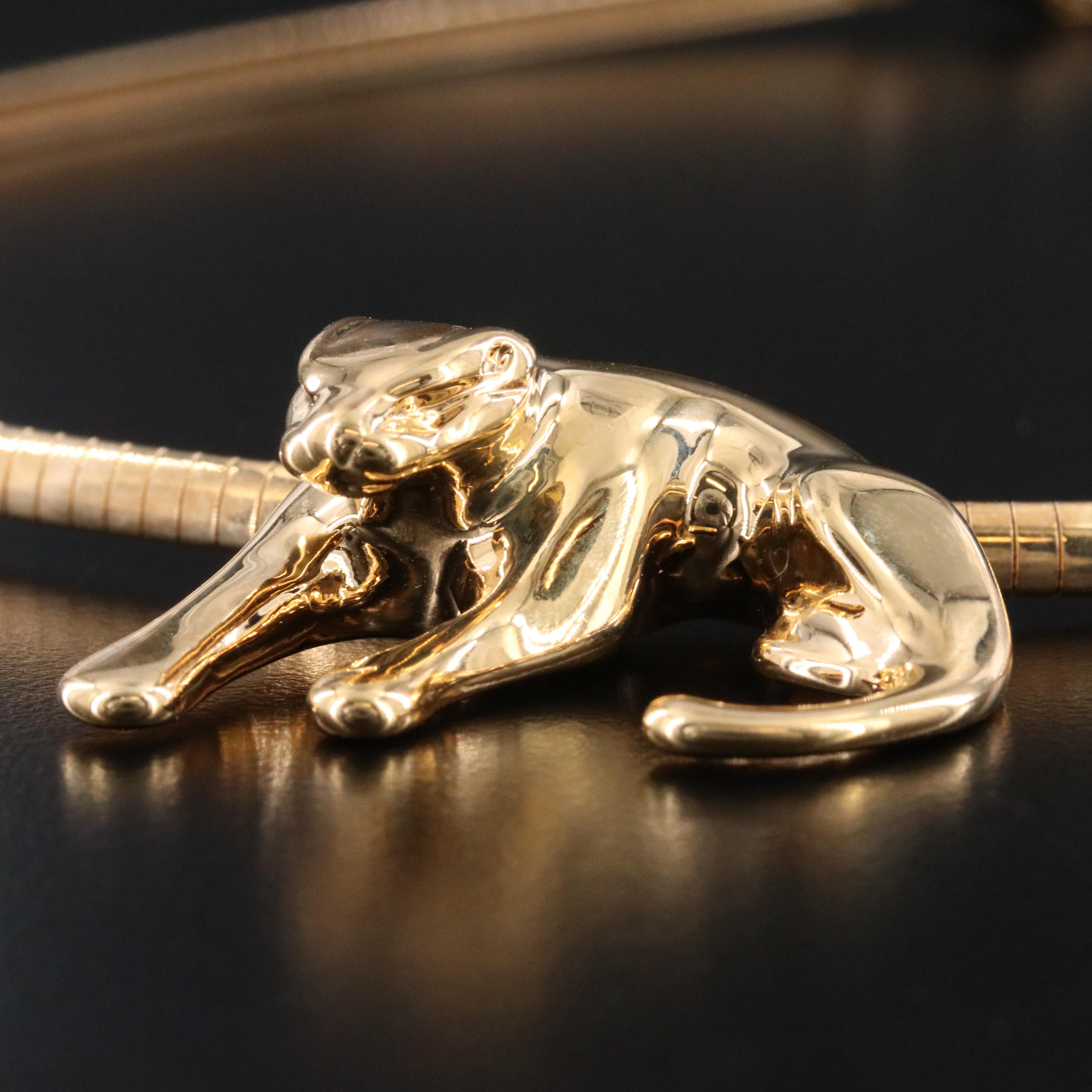 Omega Chain and Panther Pendant Necklace