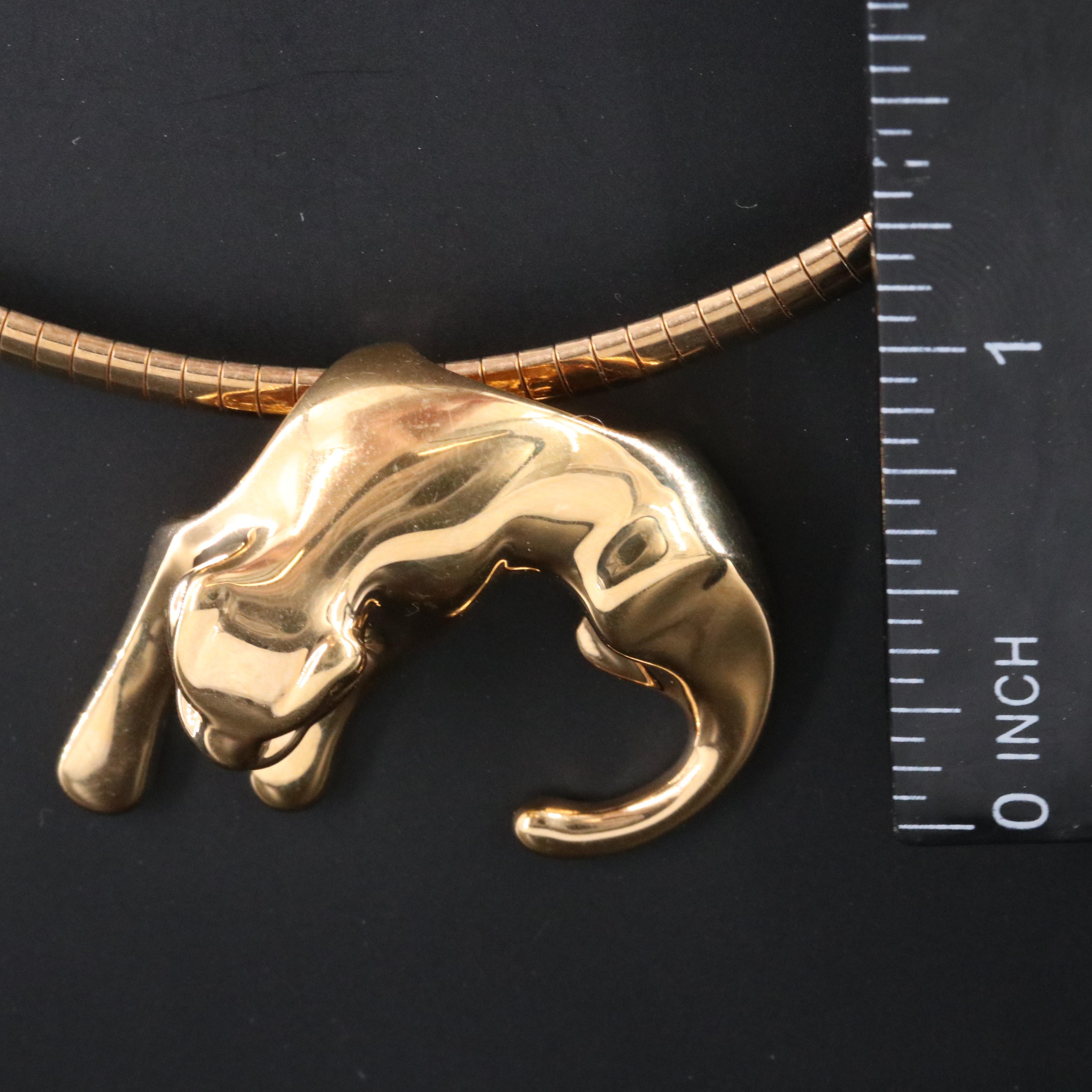 Omega Chain and Panther Pendant Necklace