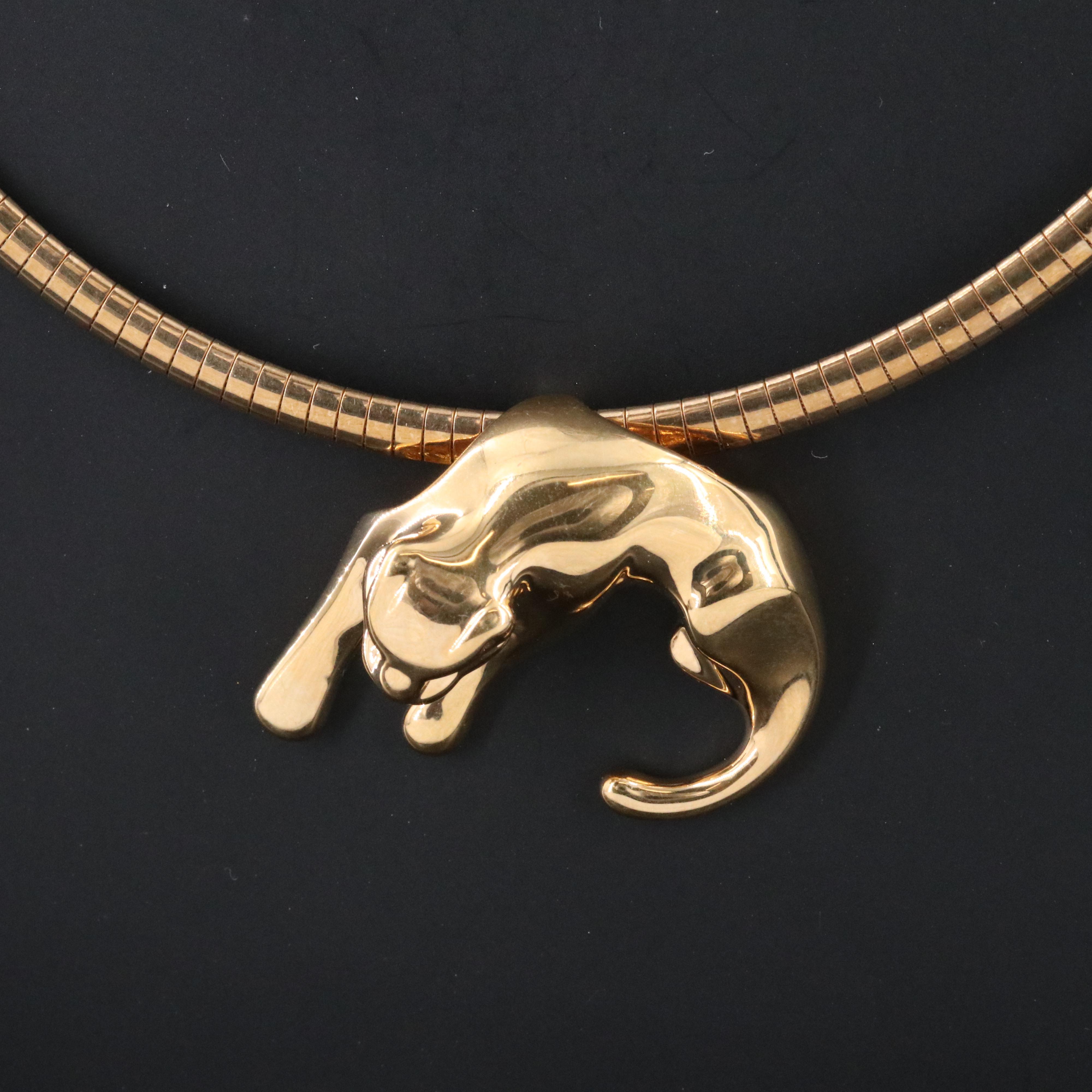Omega Chain and Panther Pendant Necklace