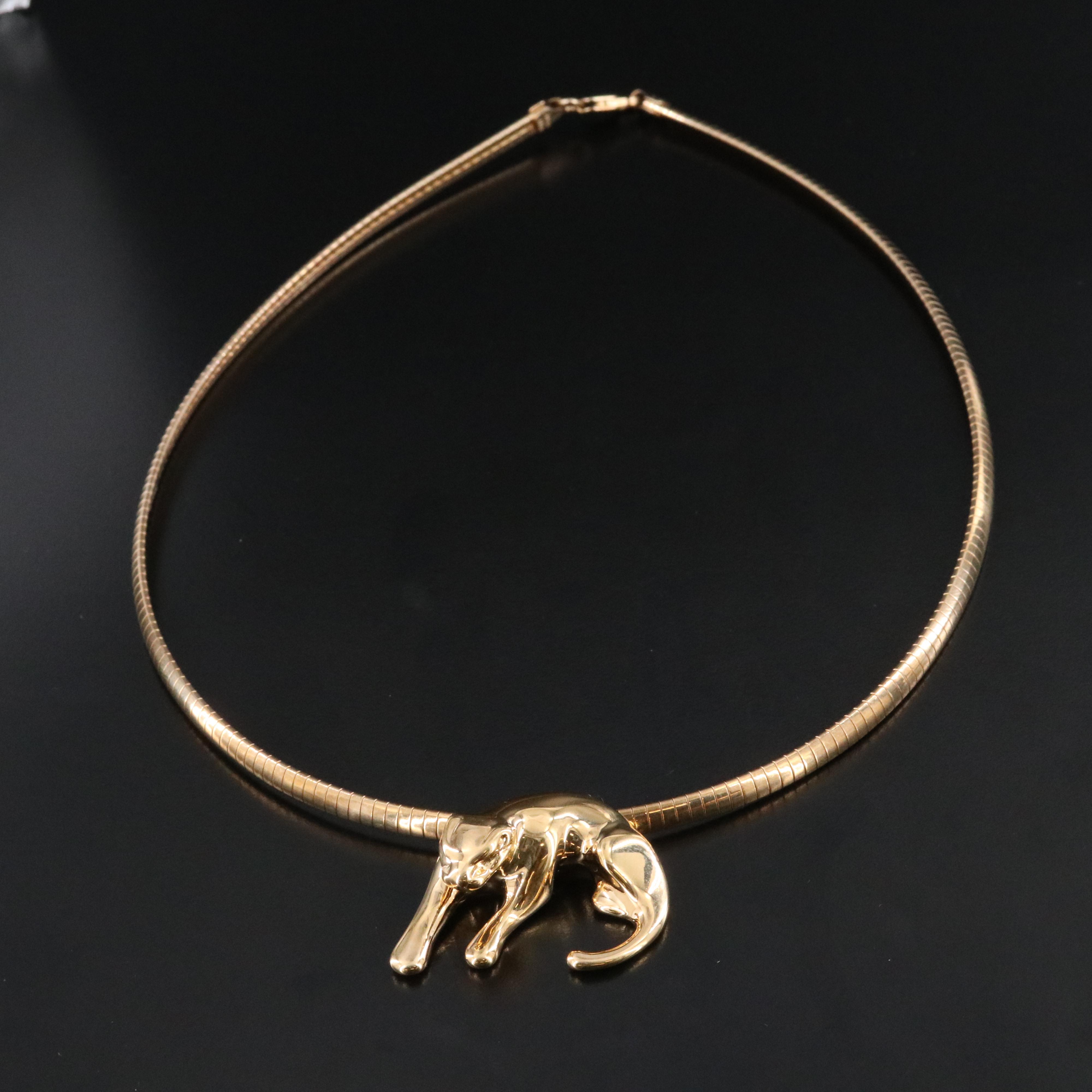 Omega Chain and Panther Pendant Necklace