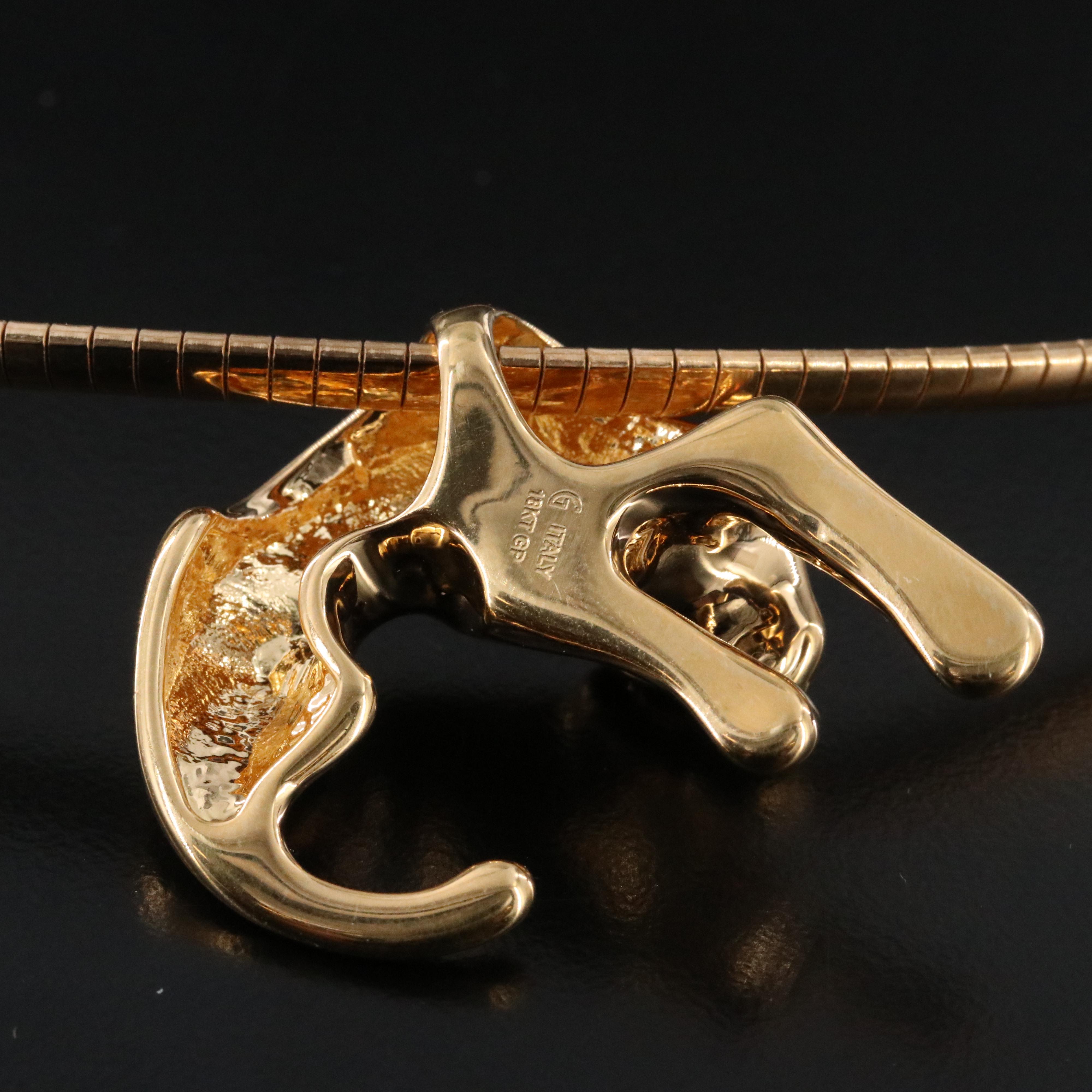 Omega Chain and Panther Pendant Necklace