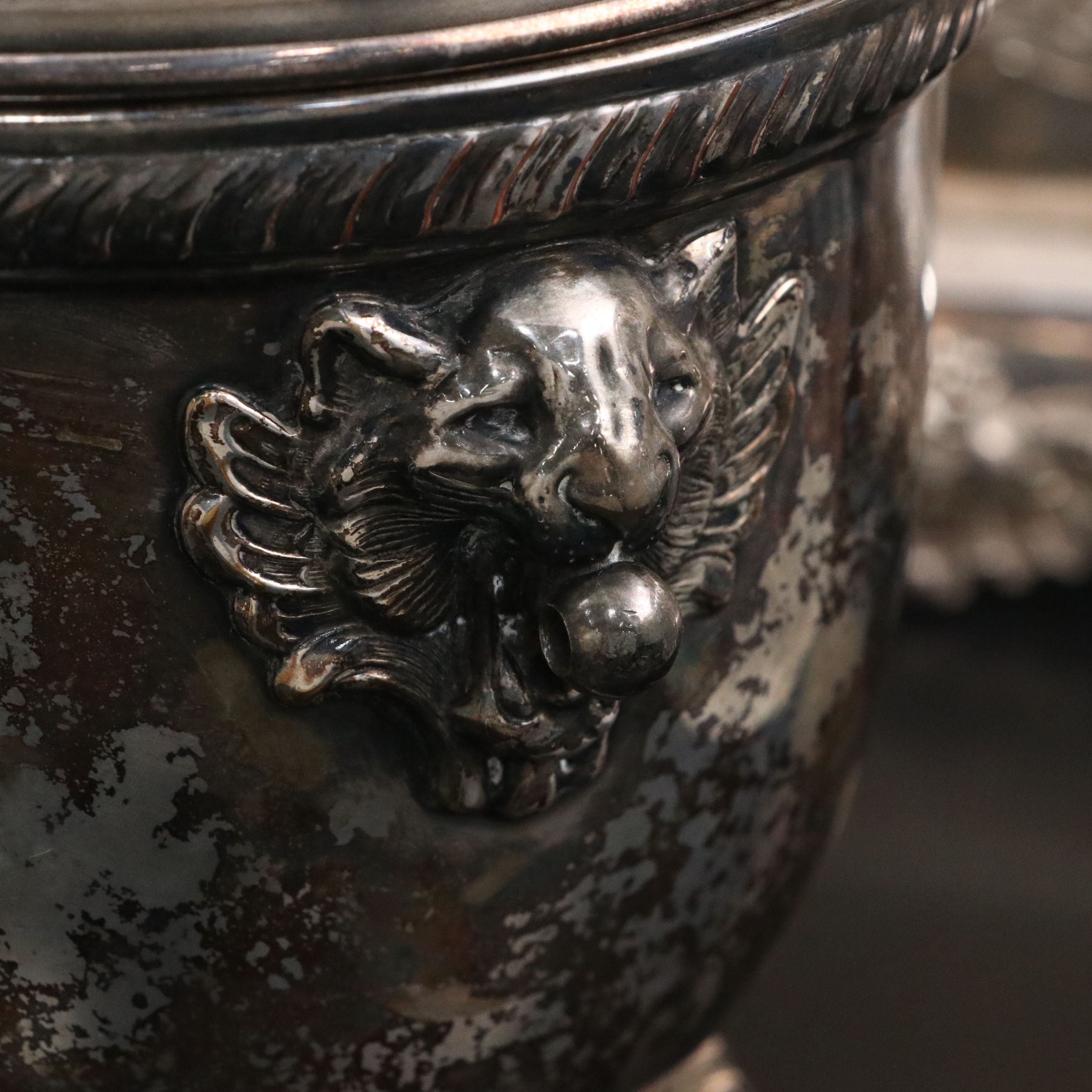 Wilcox Silver Plate Handled Tray, Ice Bucket and Glass Champagne Bucket