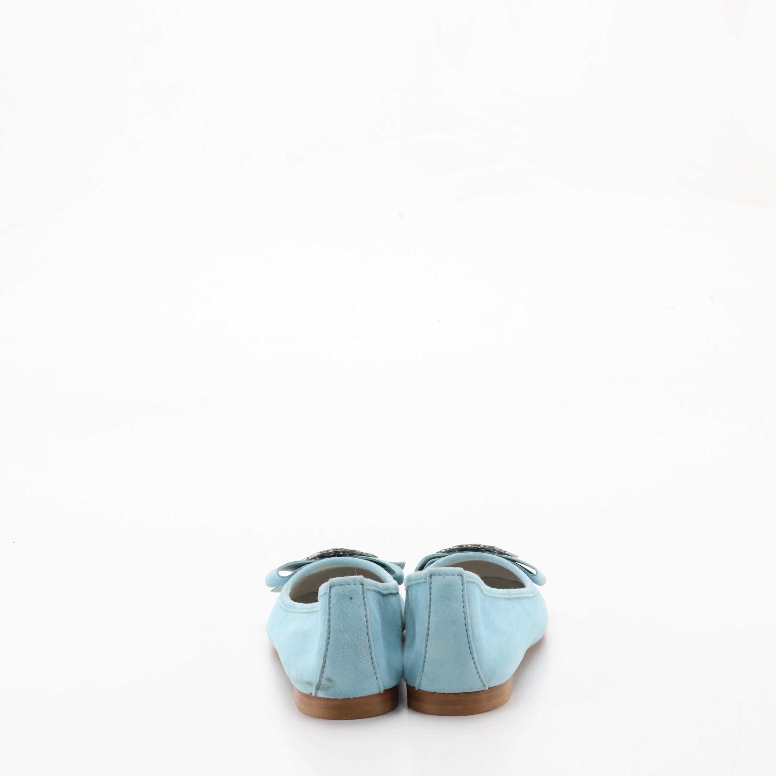 Luciano Padovan Blue Leather Square Toe Kitten Heels and Alberto la Torre Flats