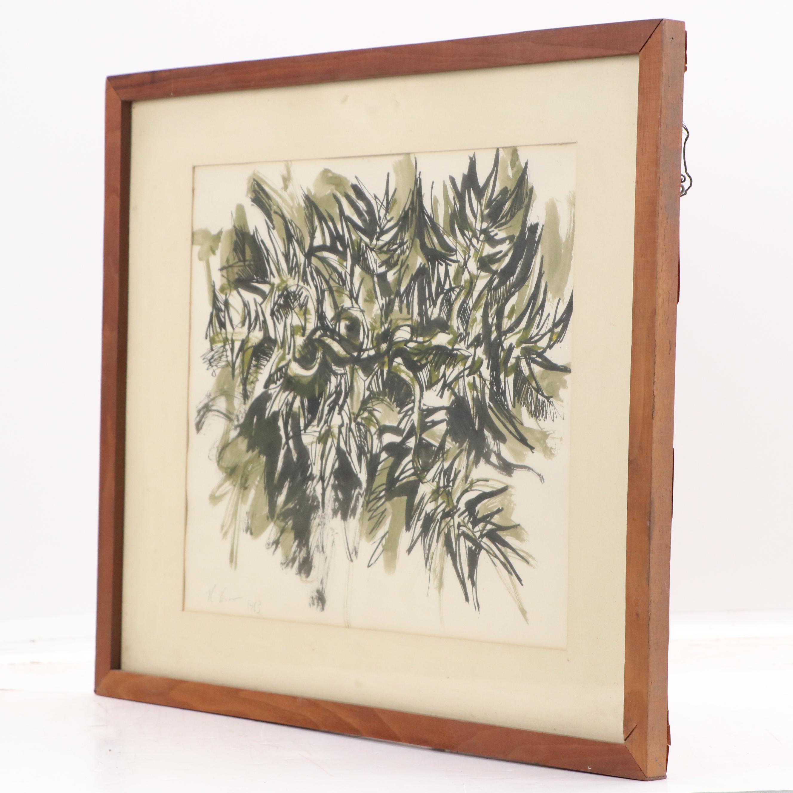 Robert Beaven Watercolor Painting "Thorn Bush II," 1963