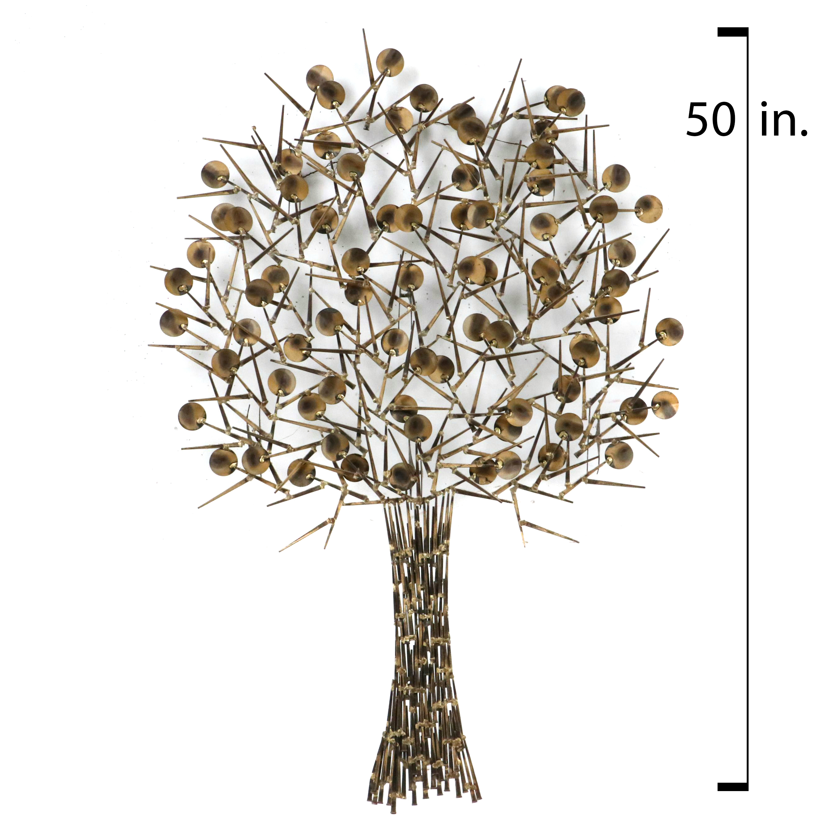 Marc Creates Style Brutalist Soldered Nails and Discs Tree Wall Sculpture
