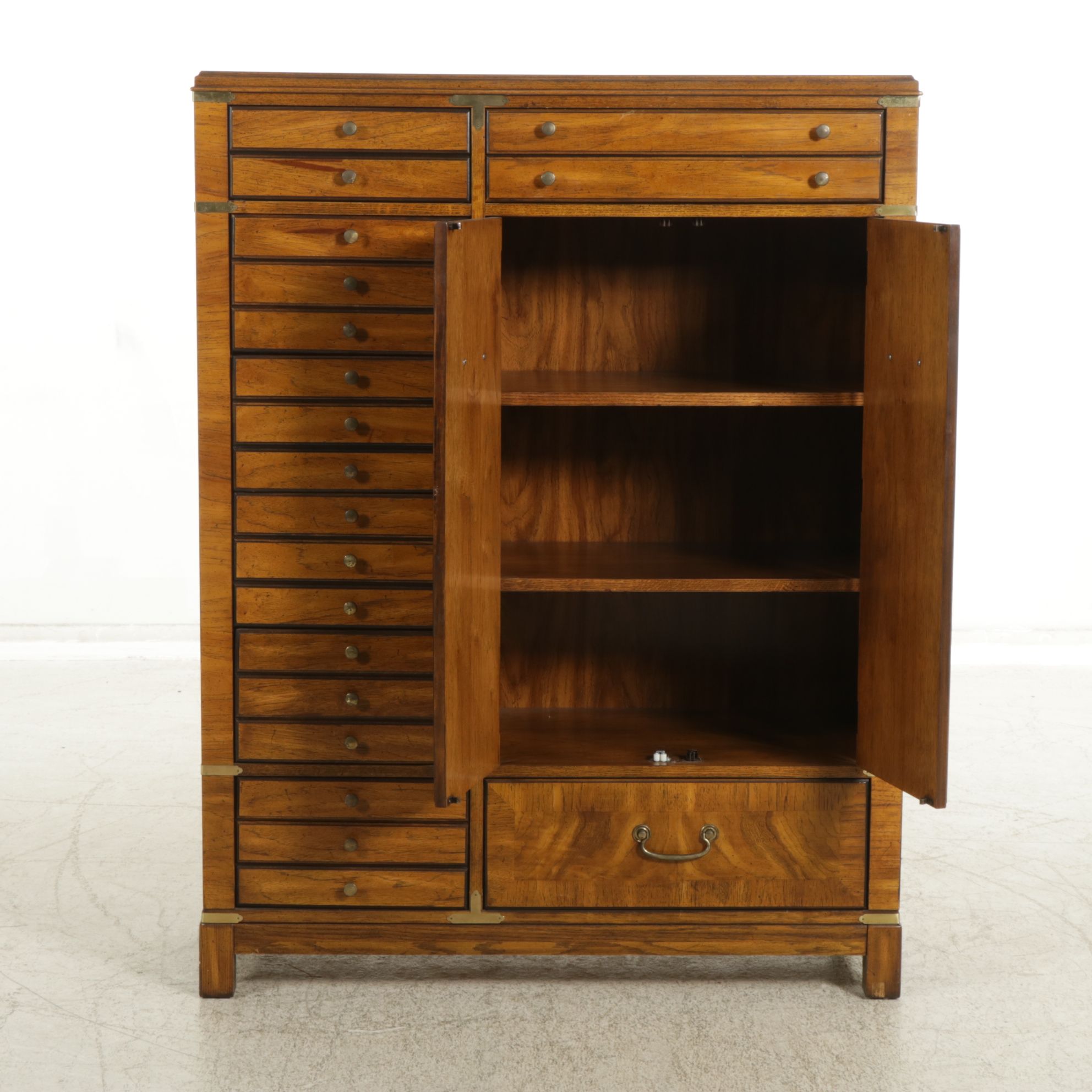 Lane Campaign Style Burled Walnut Gentleman's Chest