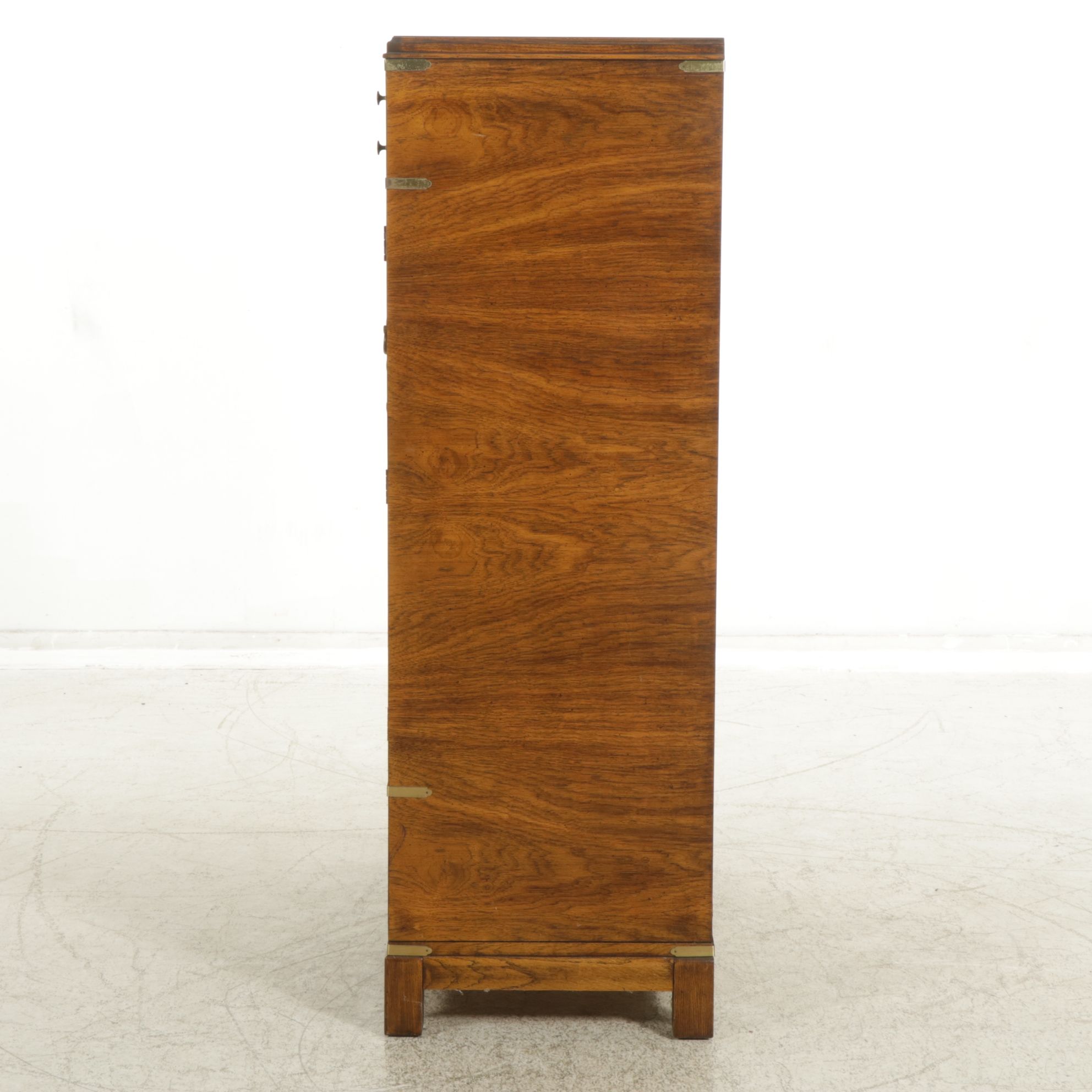 Lane Campaign Style Burled Walnut Gentleman's Chest