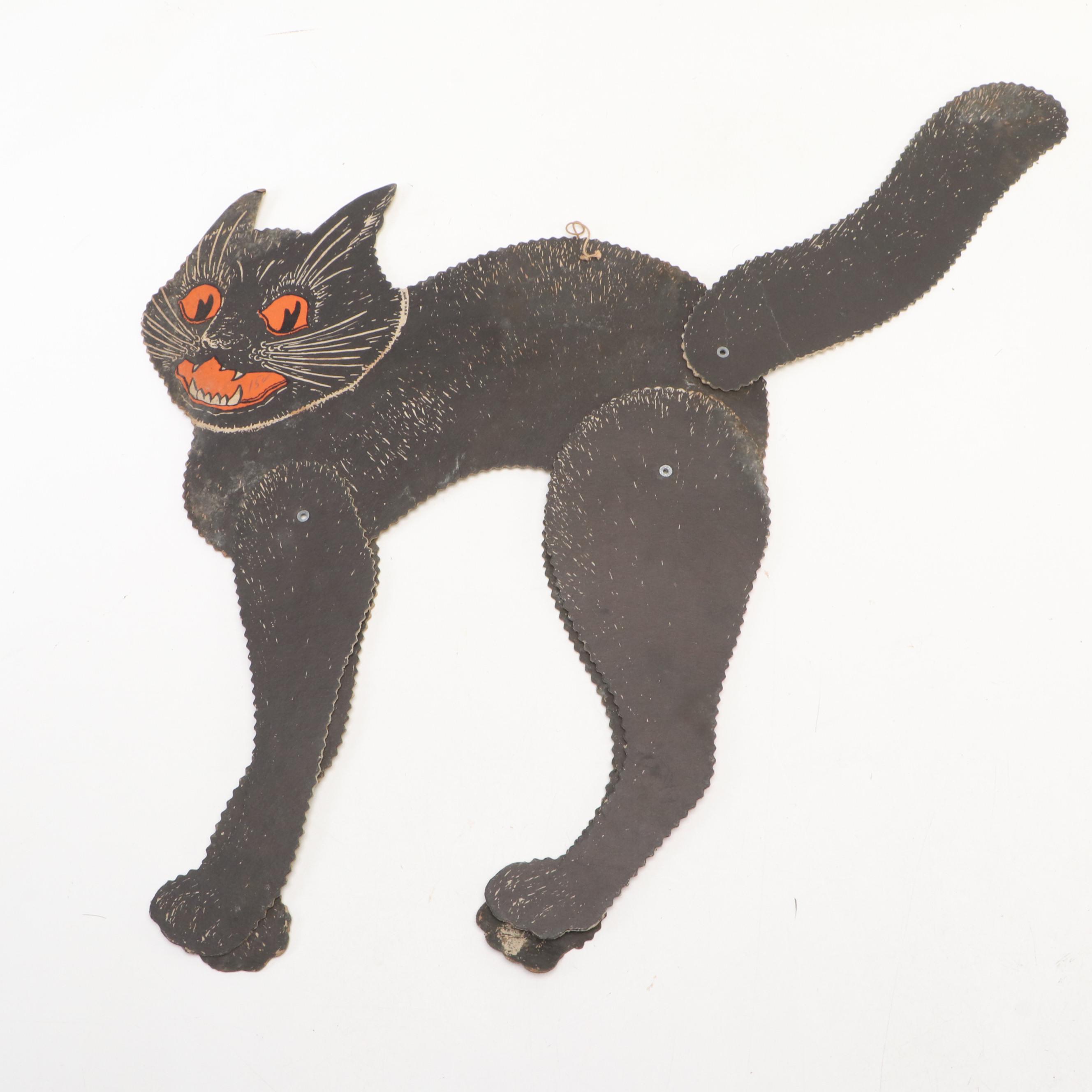 Halloween Vintage Paper Die-Cuts with Figurines and Trick or Treat Basket