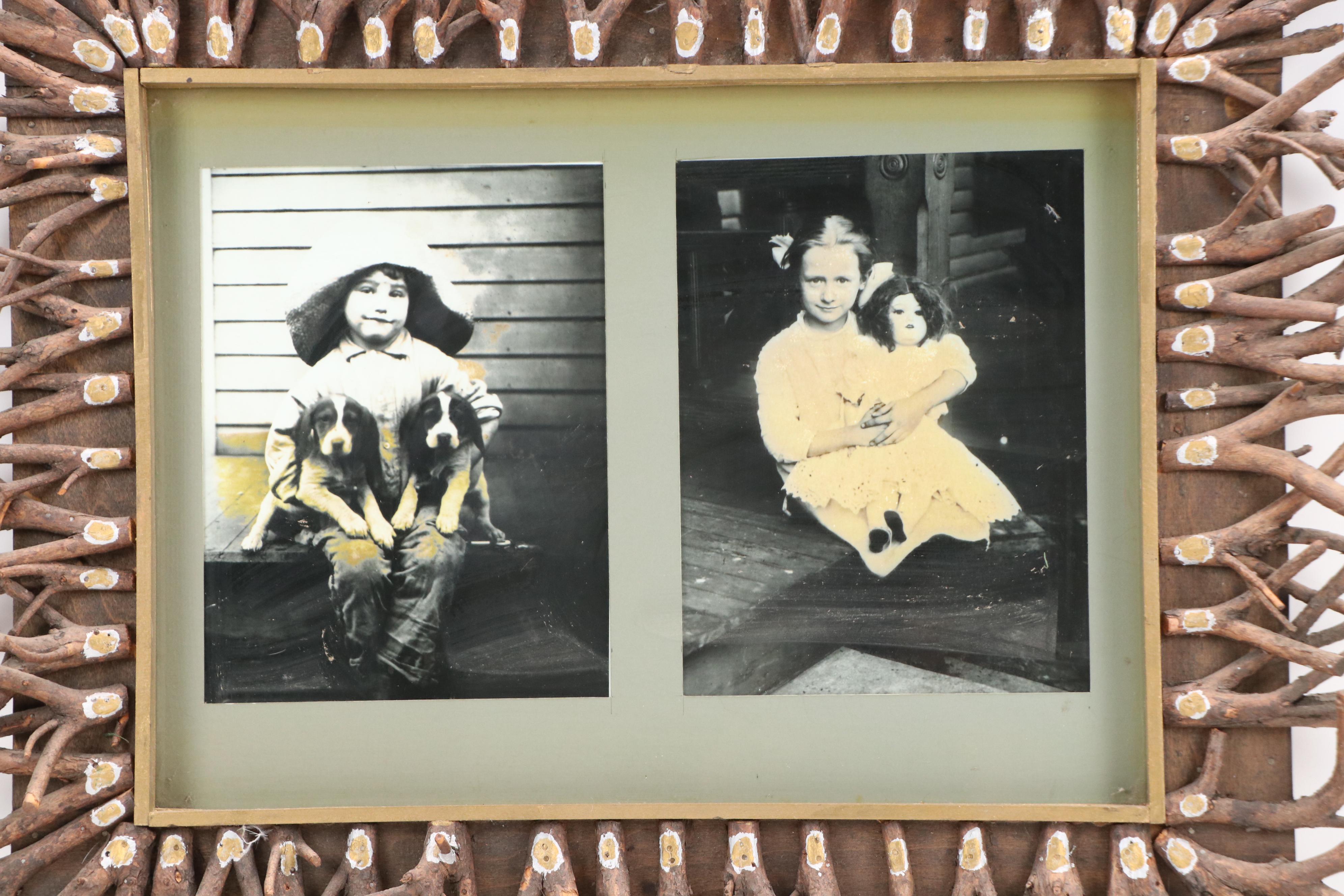 Robert Beaven Wood Frame with Silver Gelatin Portrait Photographs of Children
