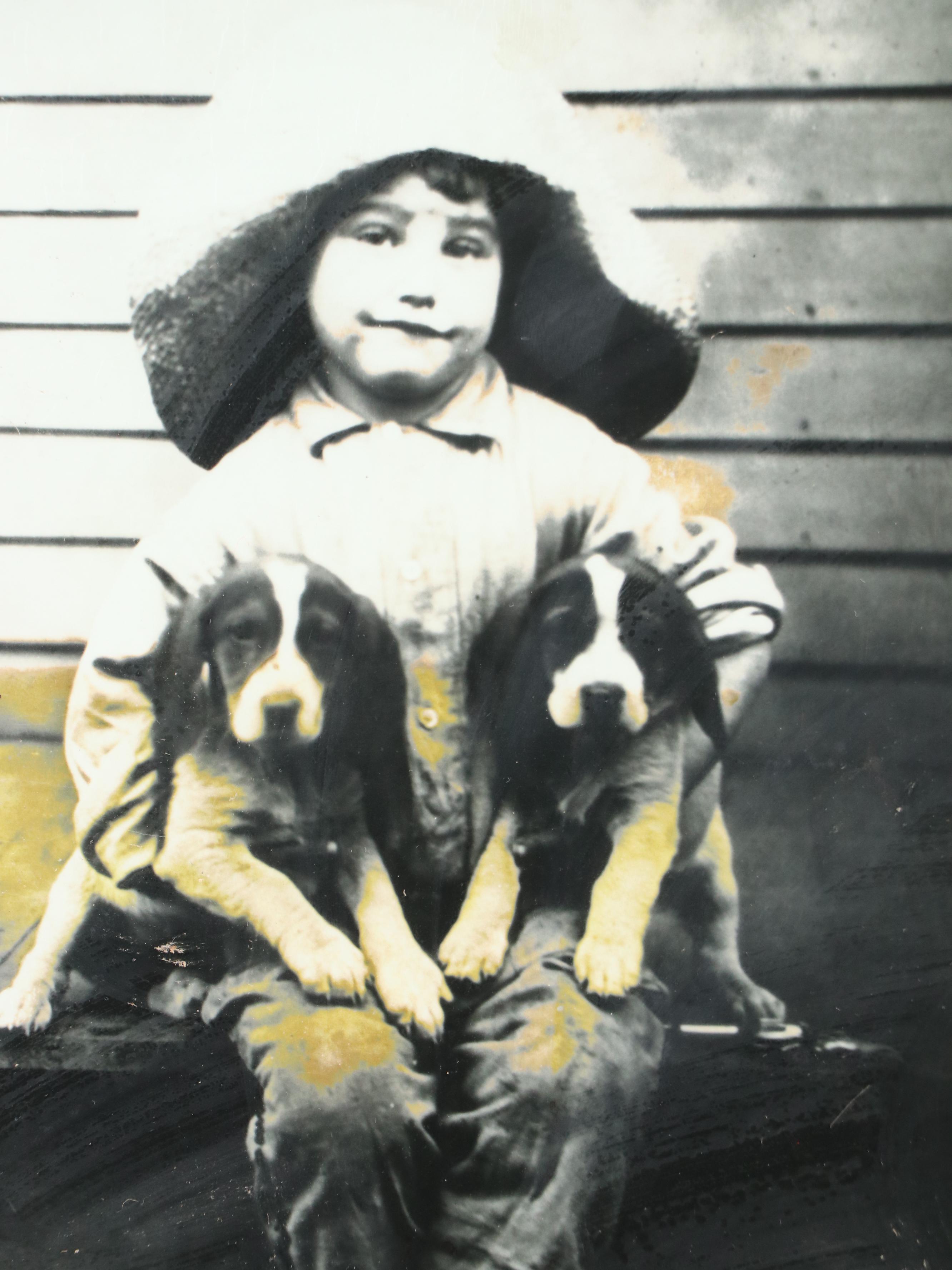 Robert Beaven Wood Frame with Silver Gelatin Portrait Photographs of Children