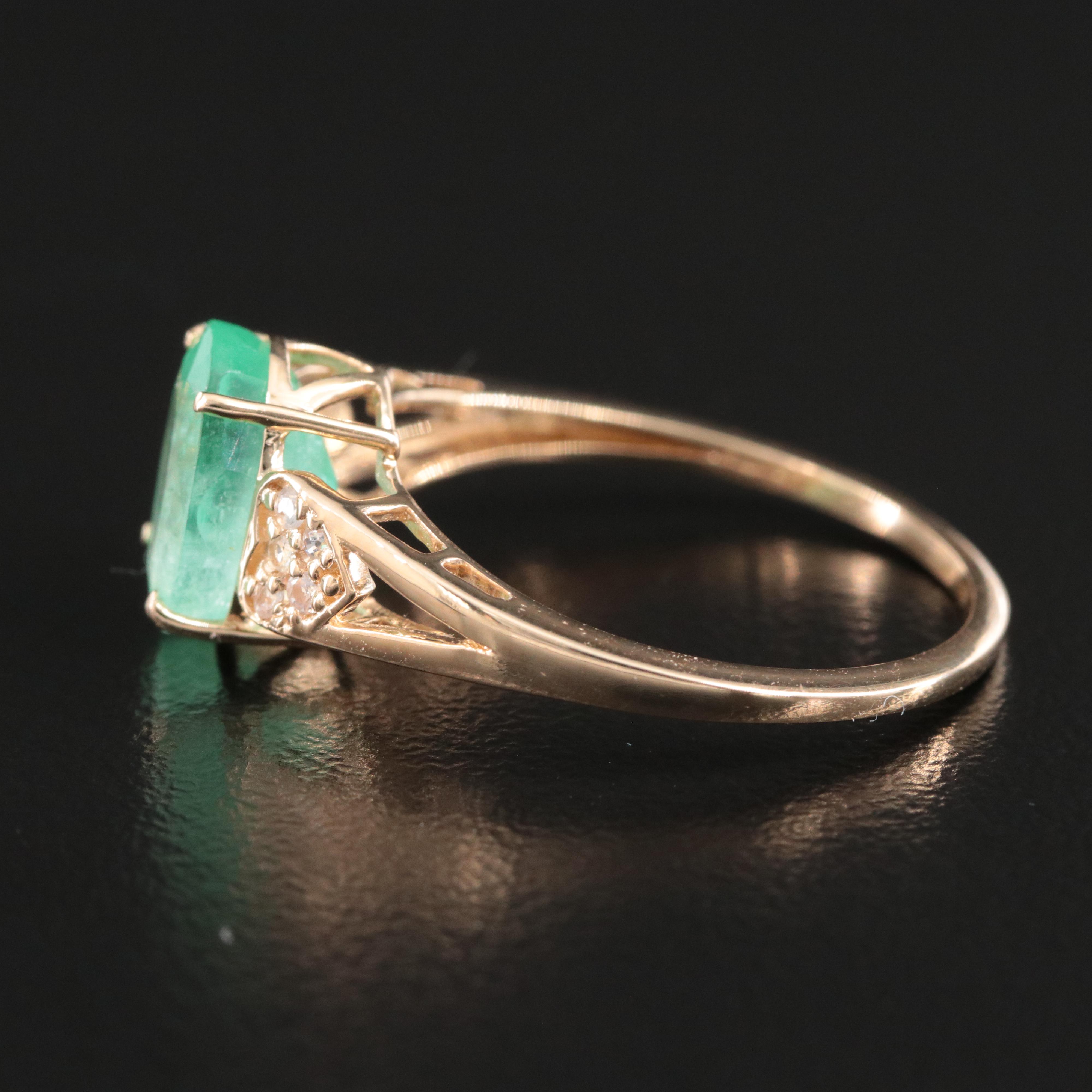 14K 1.89 CT Emerald and White Sapphire Ring
