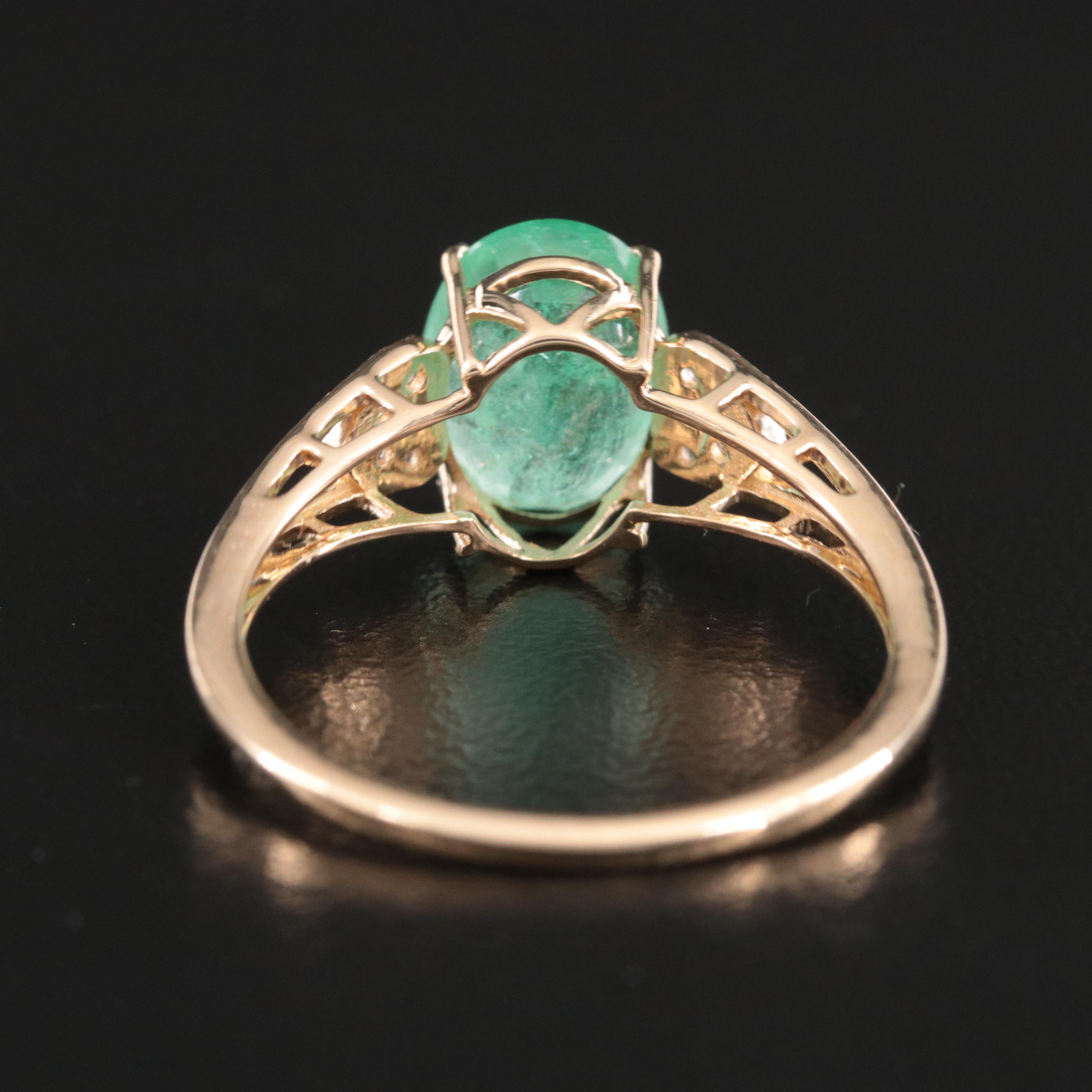 14K 1.89 CT Emerald and White Sapphire Ring