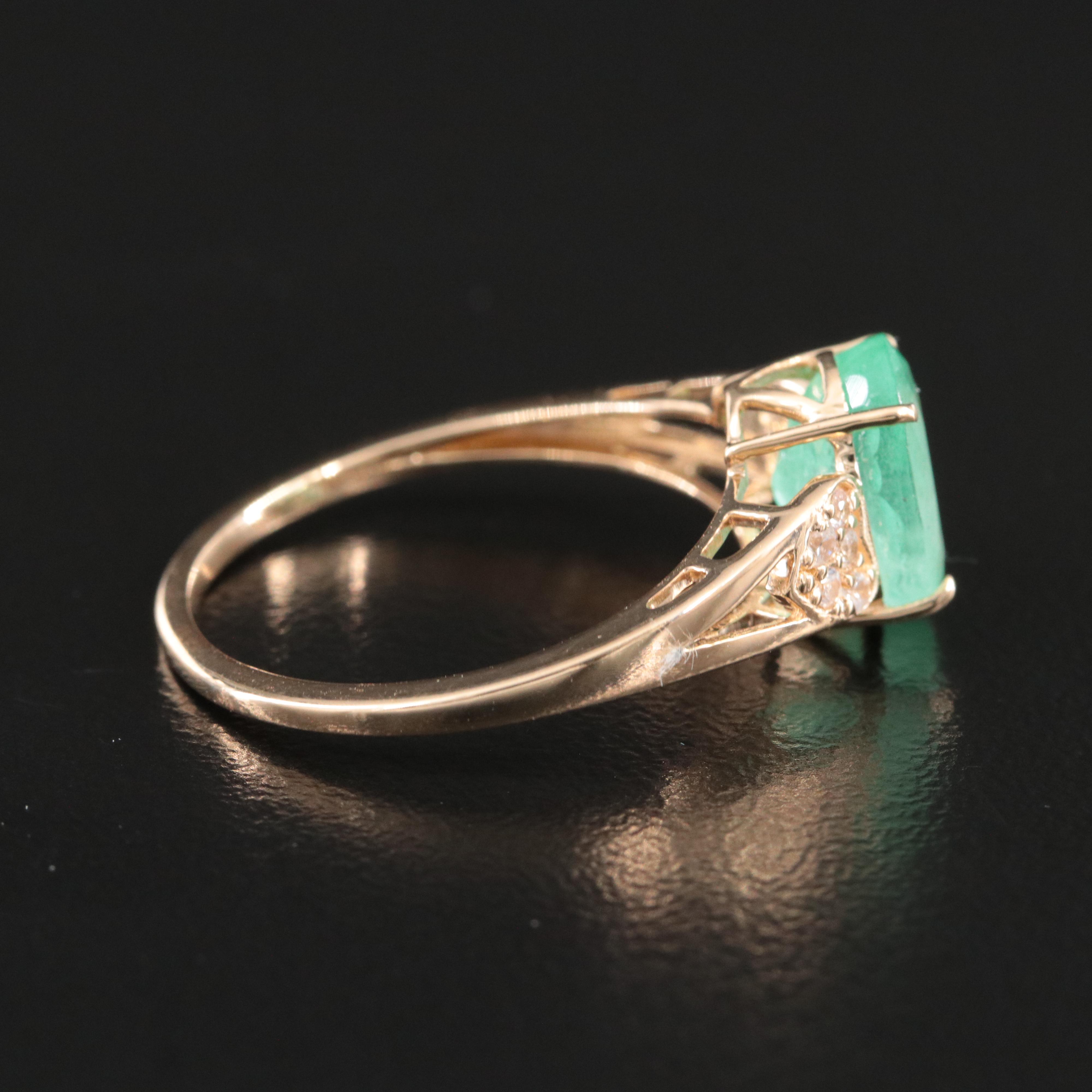 14K 1.89 CT Emerald and White Sapphire Ring
