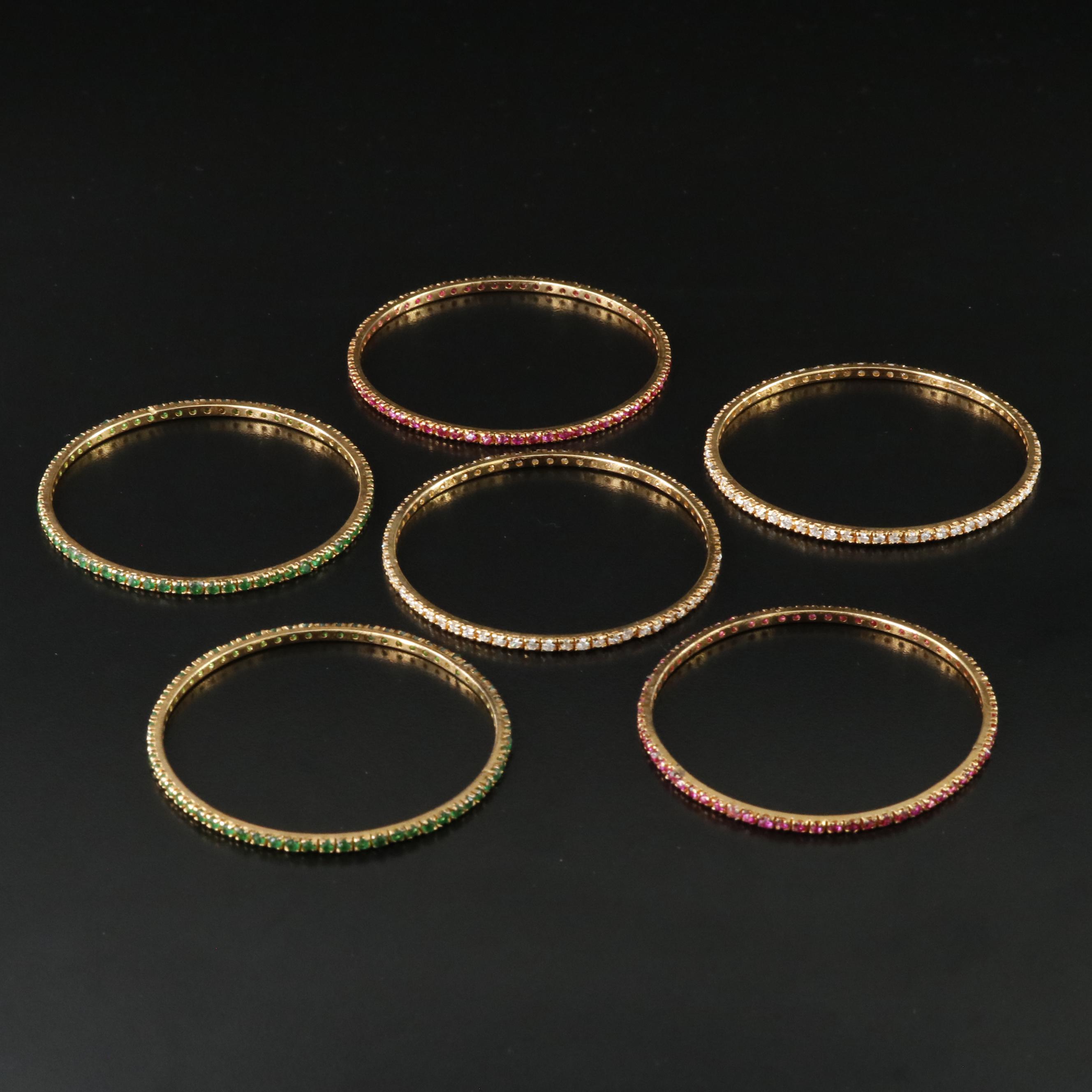 Stacking Bangle Bracelets with Filled Corundum and Glass