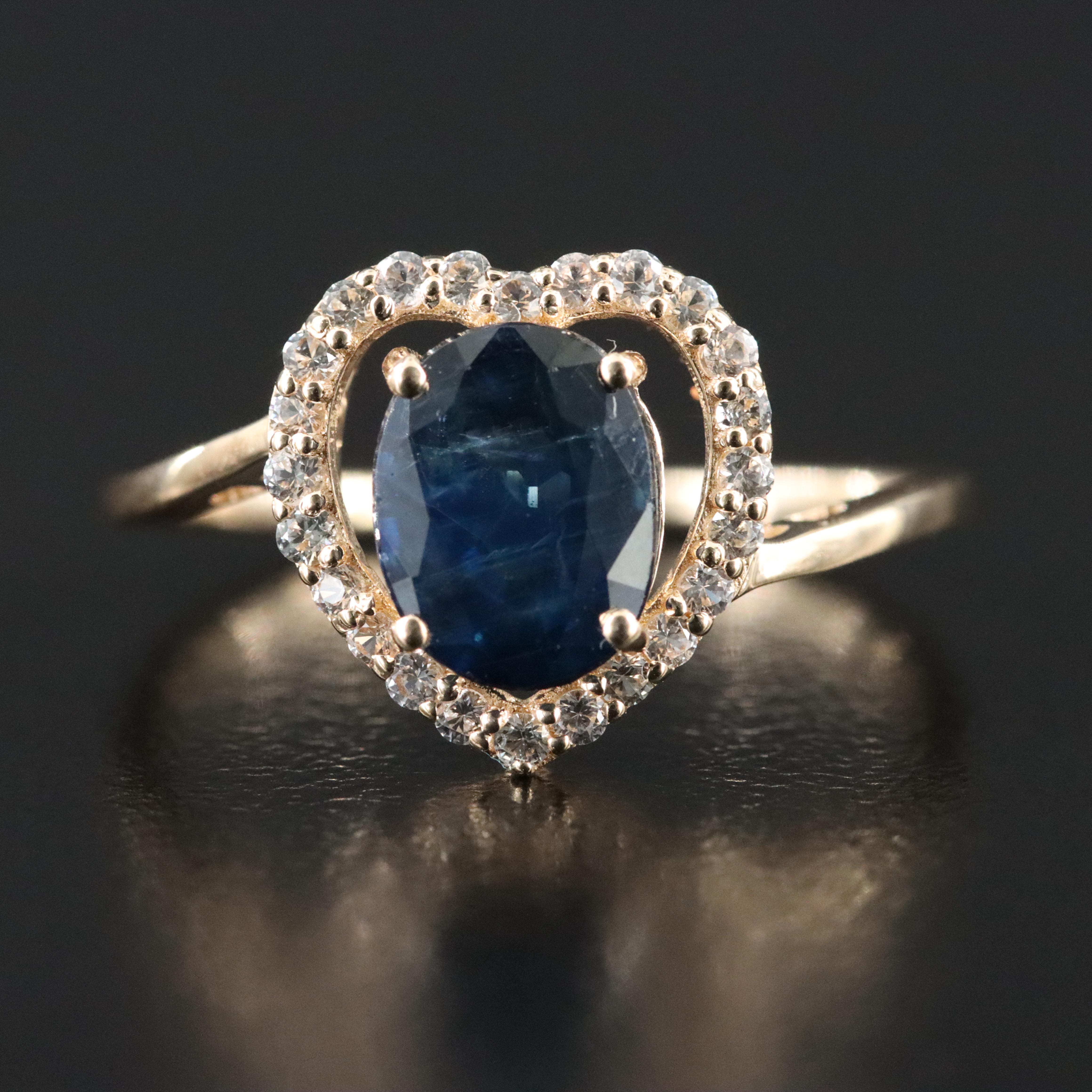 14K Blue and White Sapphire Ring