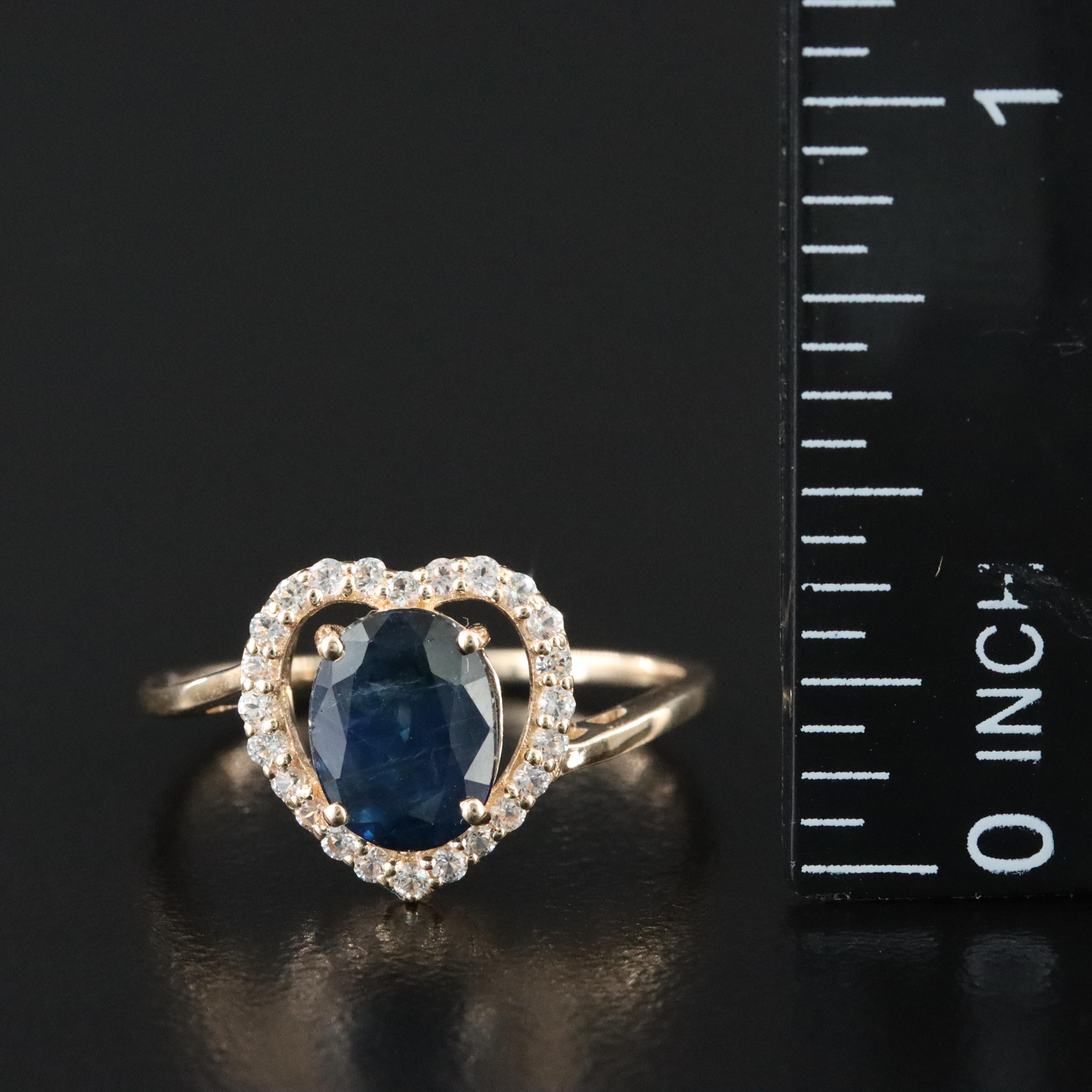 14K Blue and White Sapphire Ring