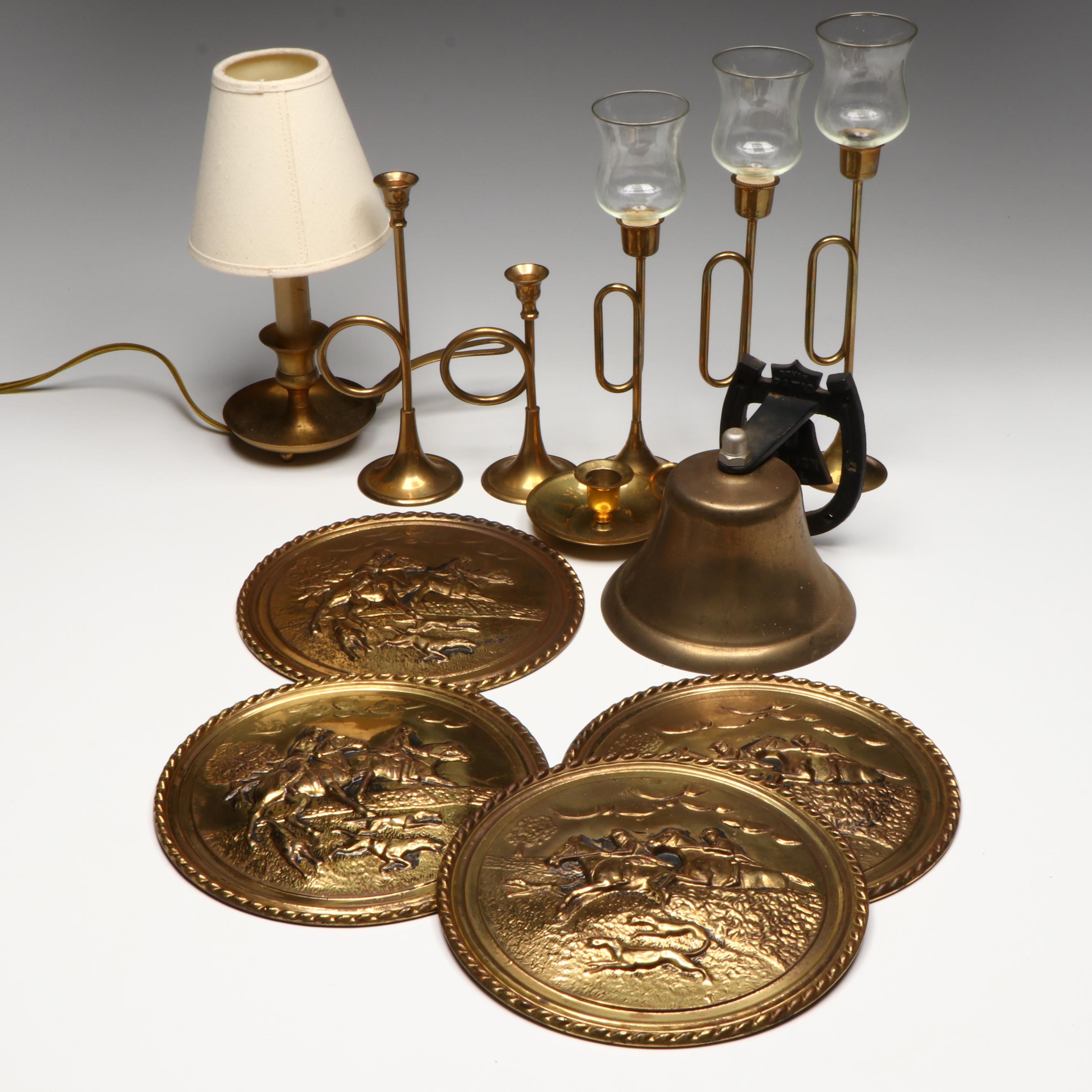 Garden Bell Brass Bell, Brass Chamberstick Table Lamp, and More Metal Décor