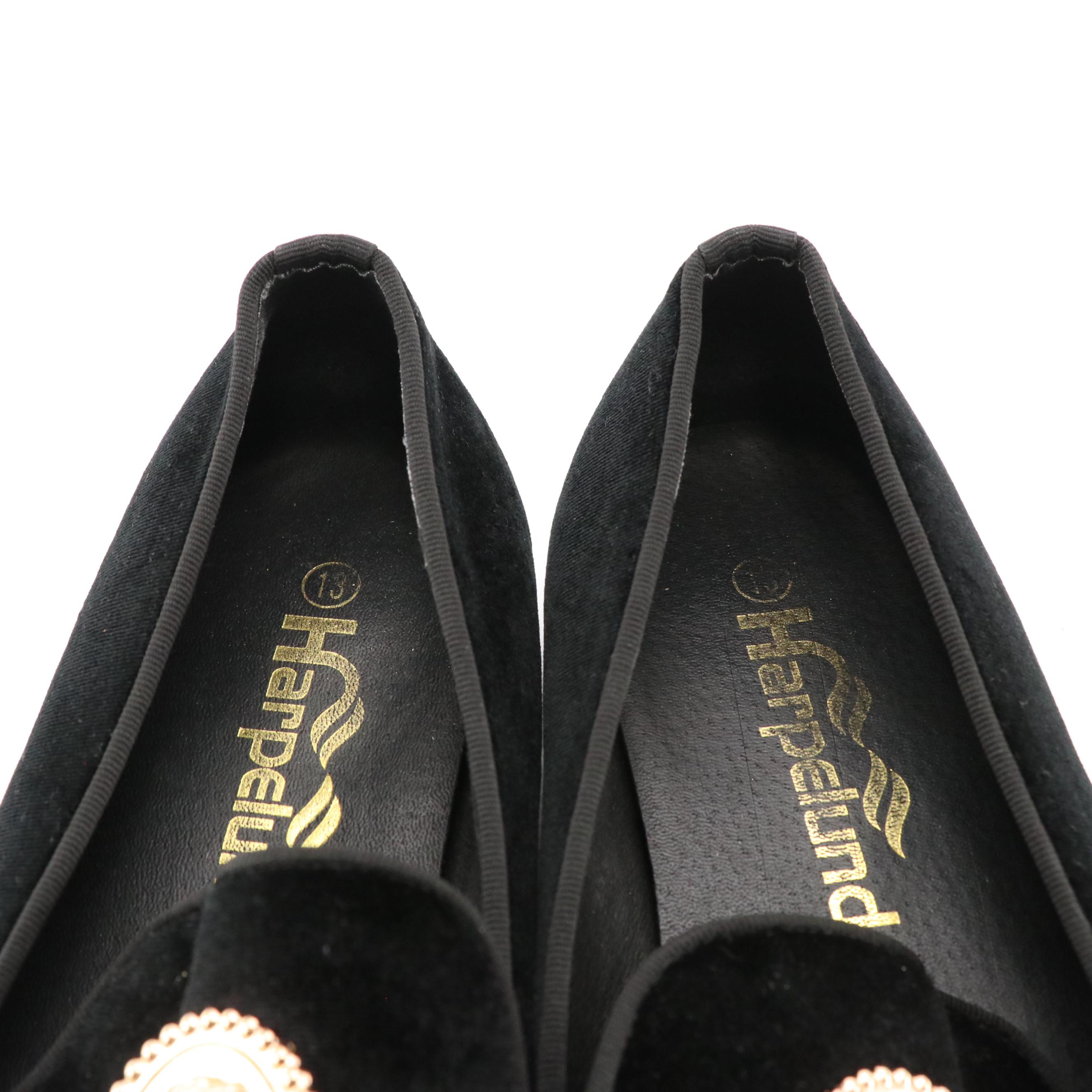 Men's Harpelunde Lion Head Black Velvet Dress Shoes