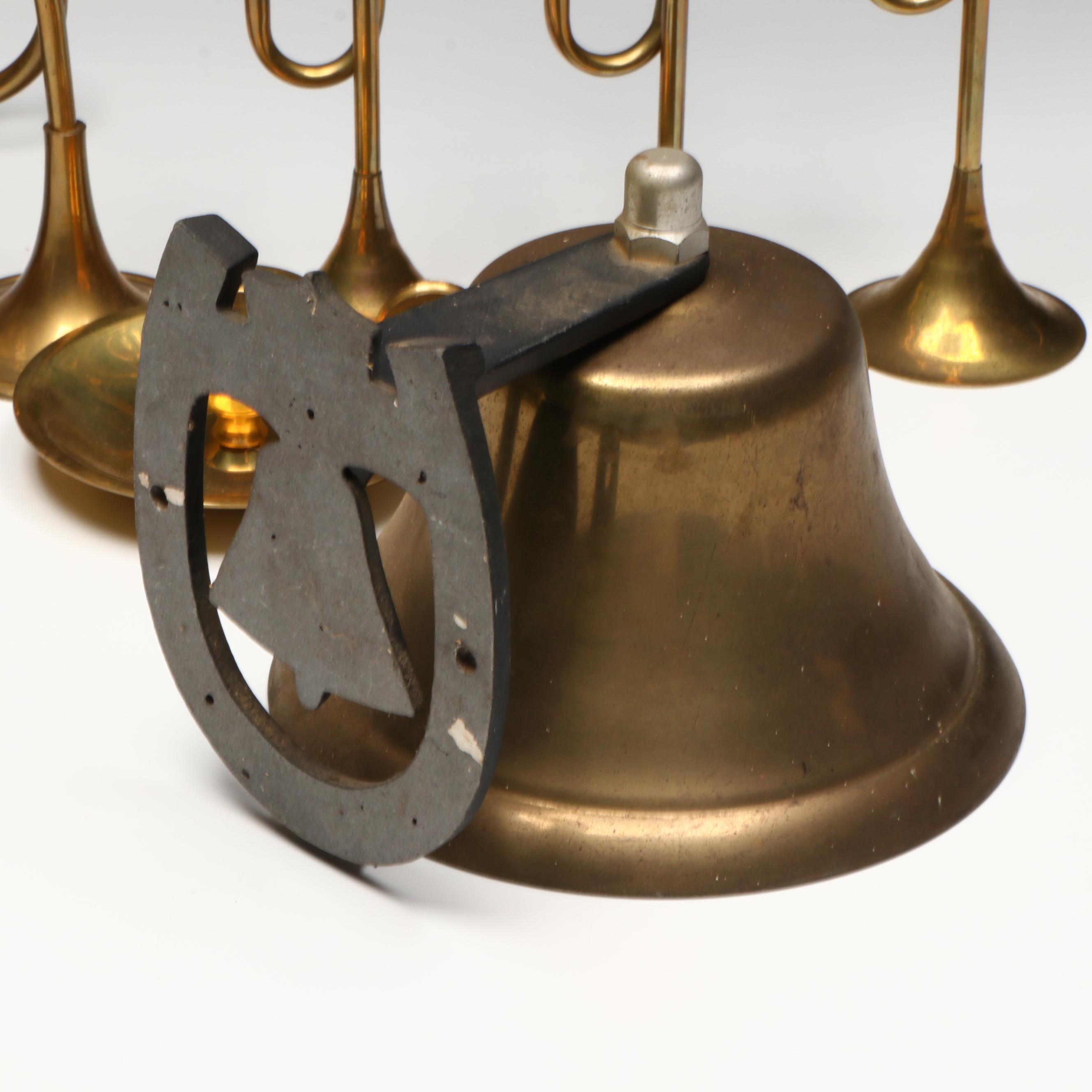 Garden Bell Brass Bell, Brass Chamberstick Table Lamp, and More Metal Décor