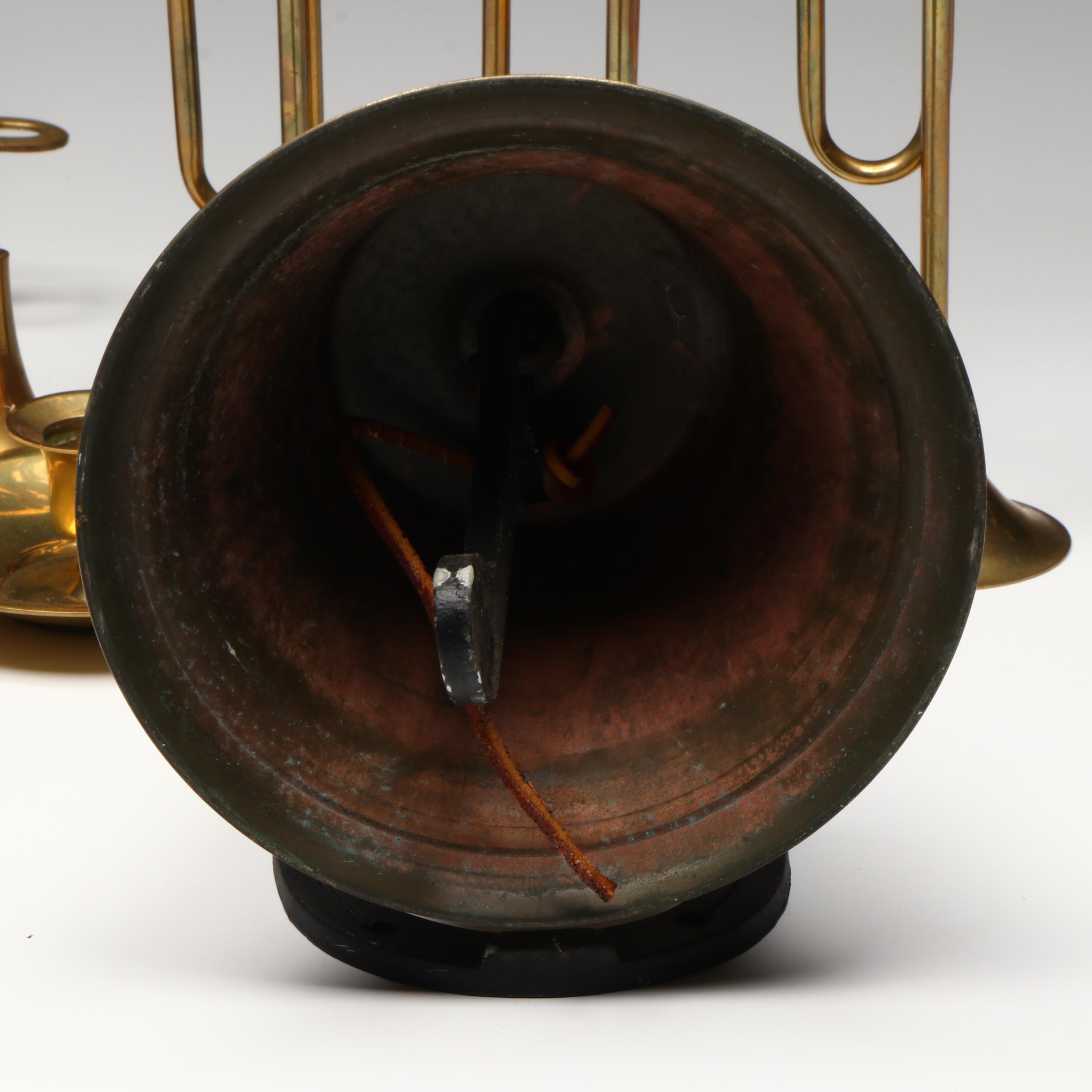 Garden Bell Brass Bell, Brass Chamberstick Table Lamp, and More Metal Décor
