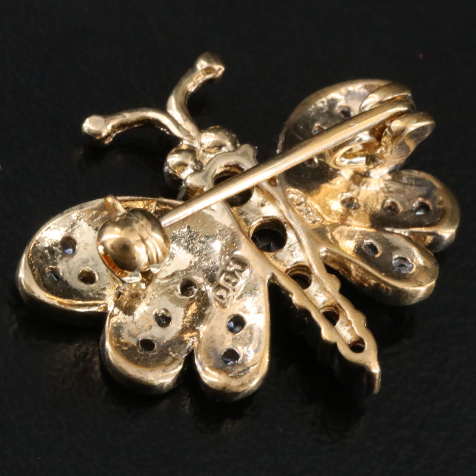 Sterling Sapphire and CZ Butterfly Brooch