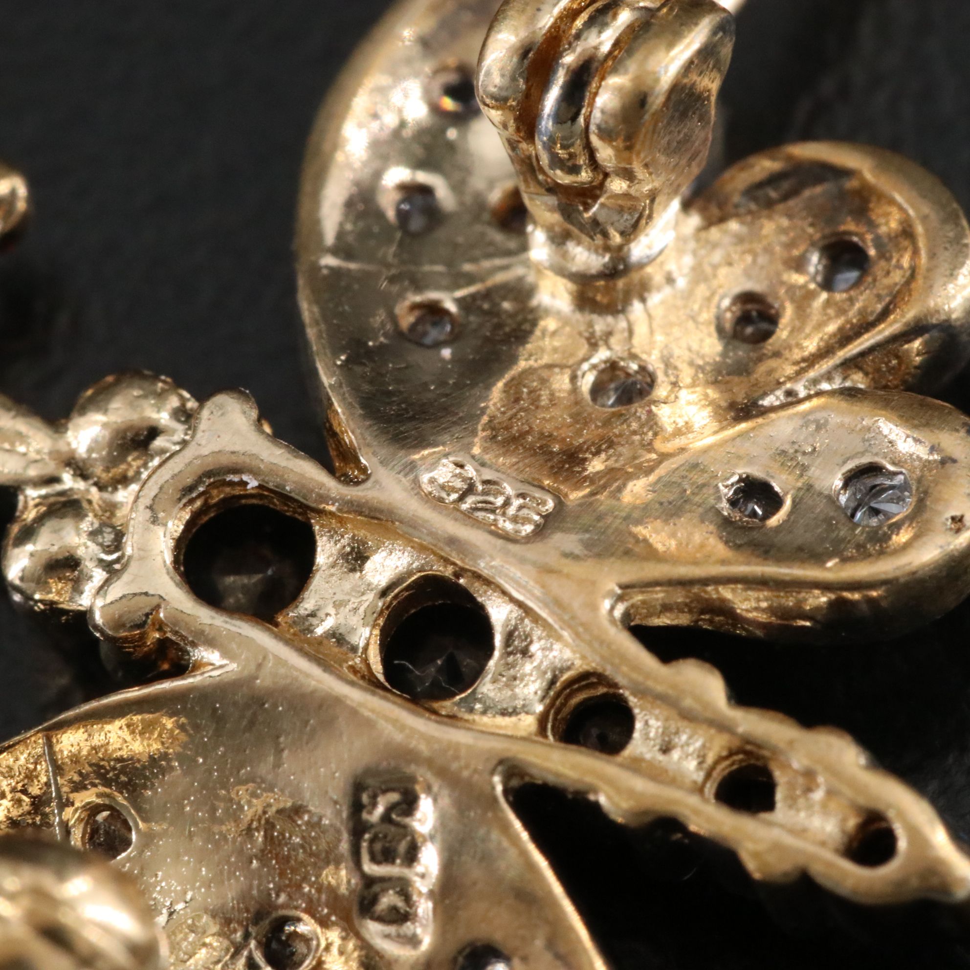 Sterling Sapphire and CZ Butterfly Brooch