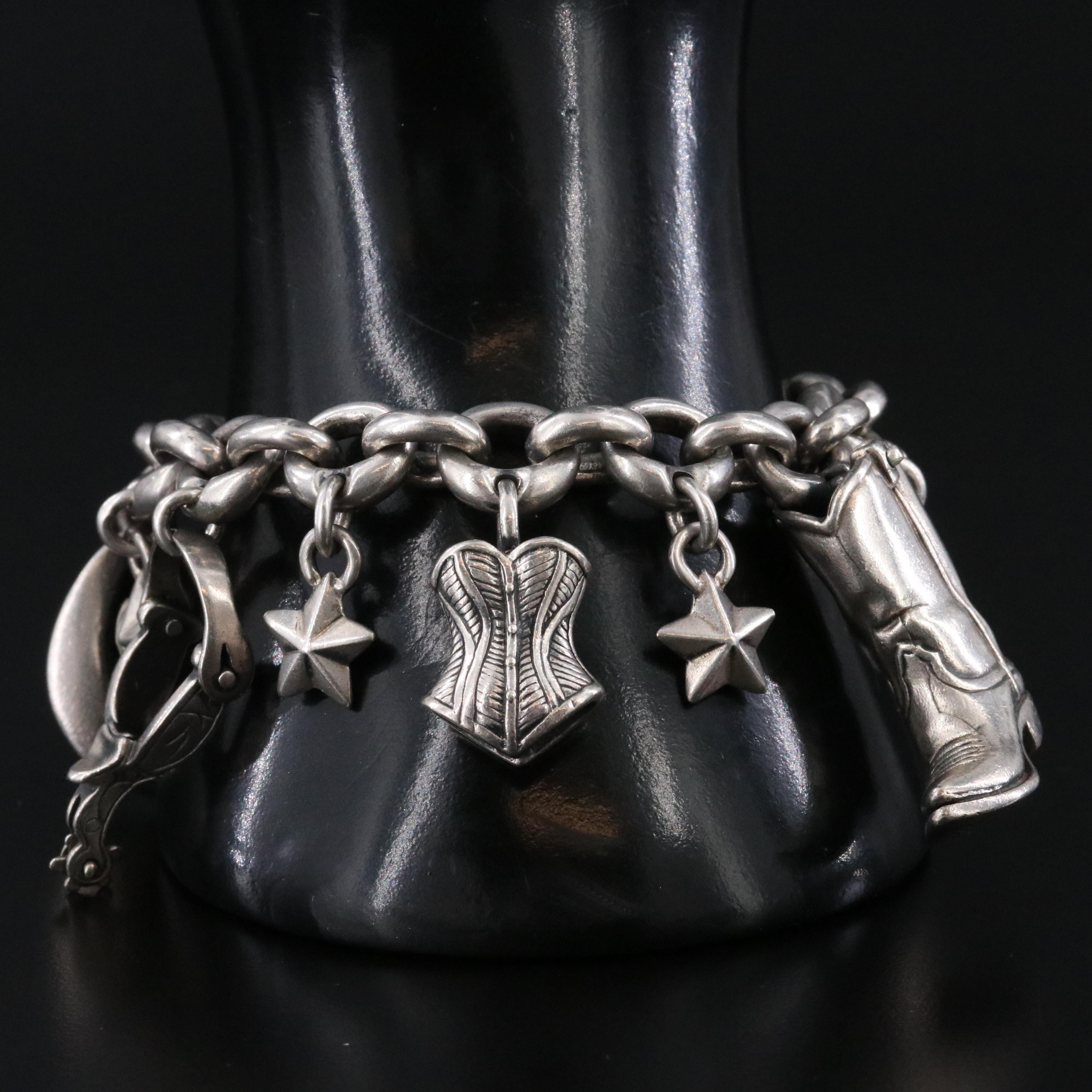 Vintage James Reid Limited Sterling Western Themed Charm Bracelet