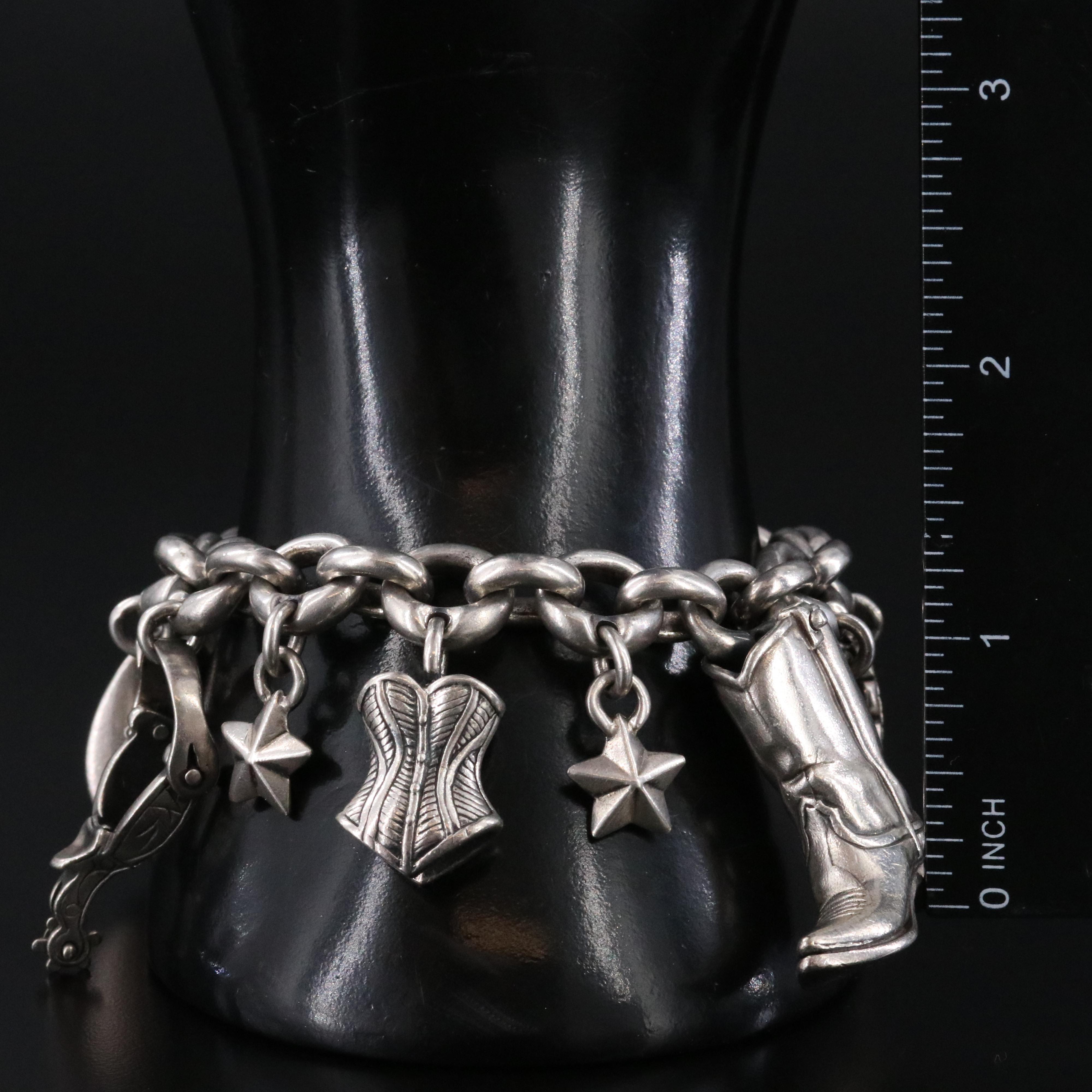 Vintage James Reid Limited Sterling Western Themed Charm Bracelet