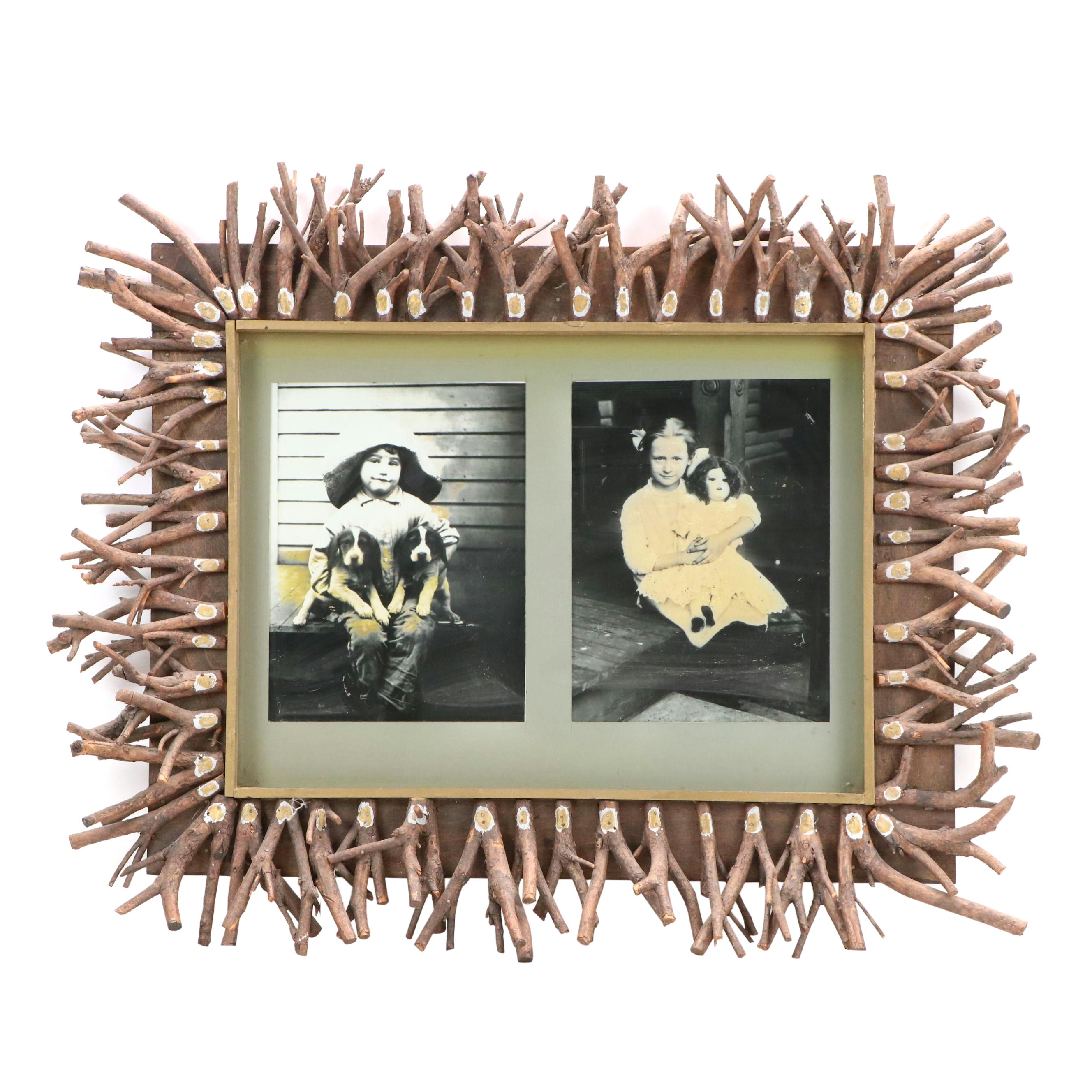 Robert Beaven Wood Frame with Silver Gelatin Portrait Photographs of Children