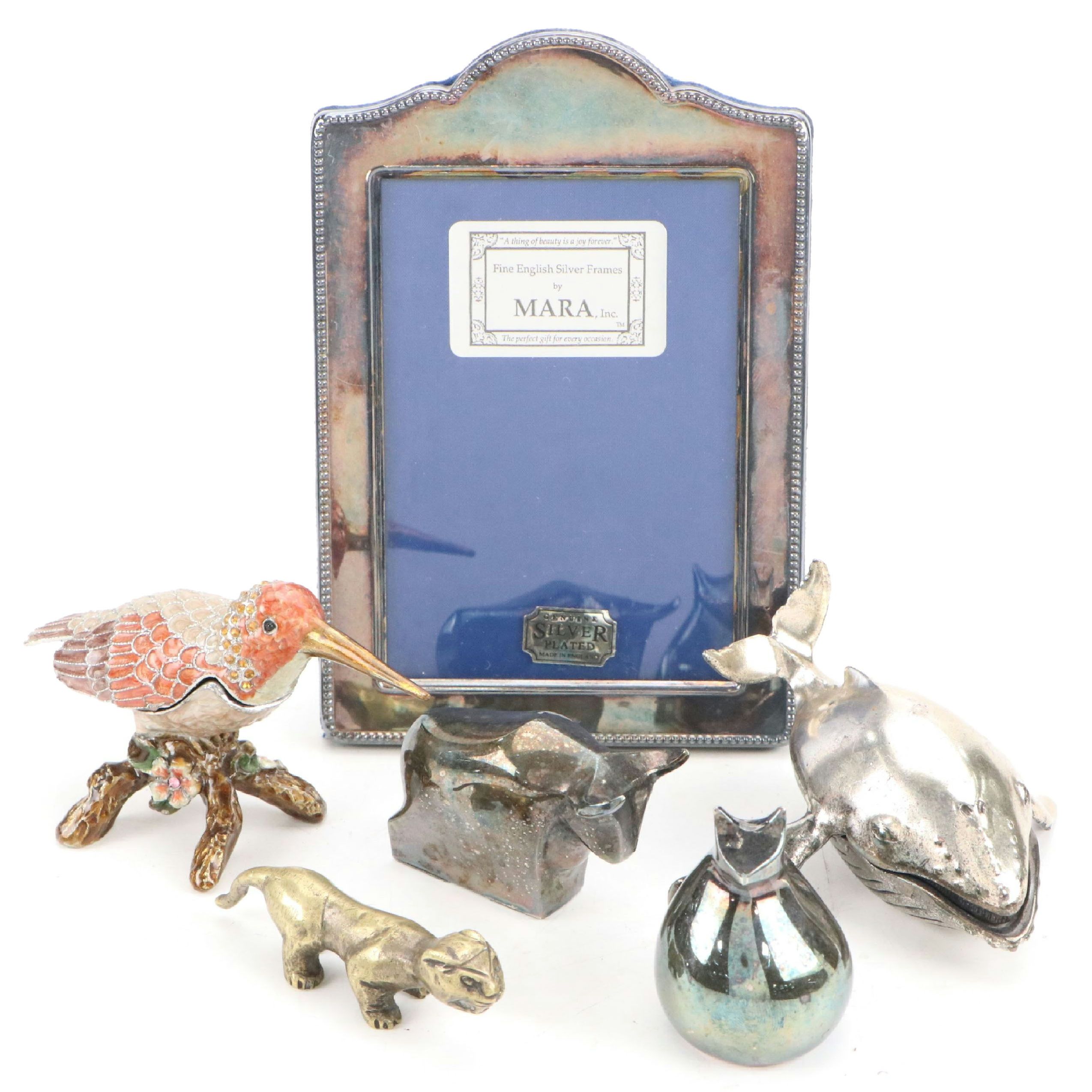 Reed & Barton Silver Plate Whale Music Box with Dansk Figurines and More Décor