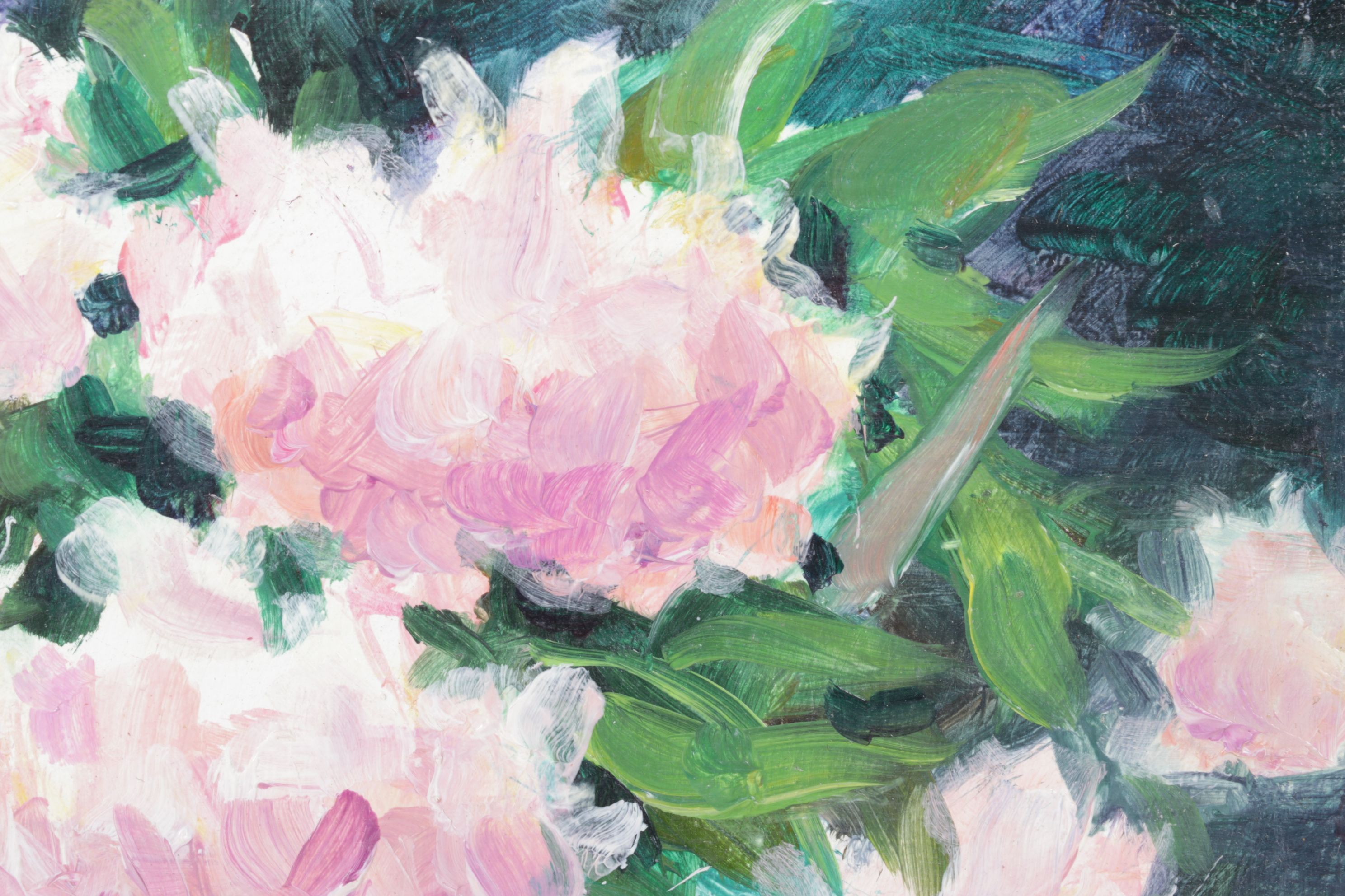 Still Life Acrylic Painting of Bouquet of Chrysanthemums and Roses