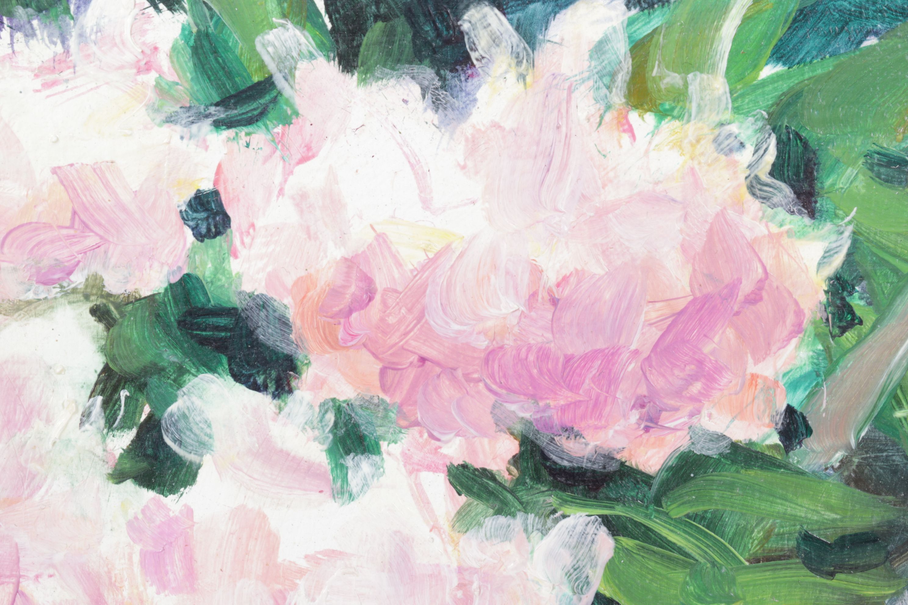 Still Life Acrylic Painting of Bouquet of Chrysanthemums and Roses