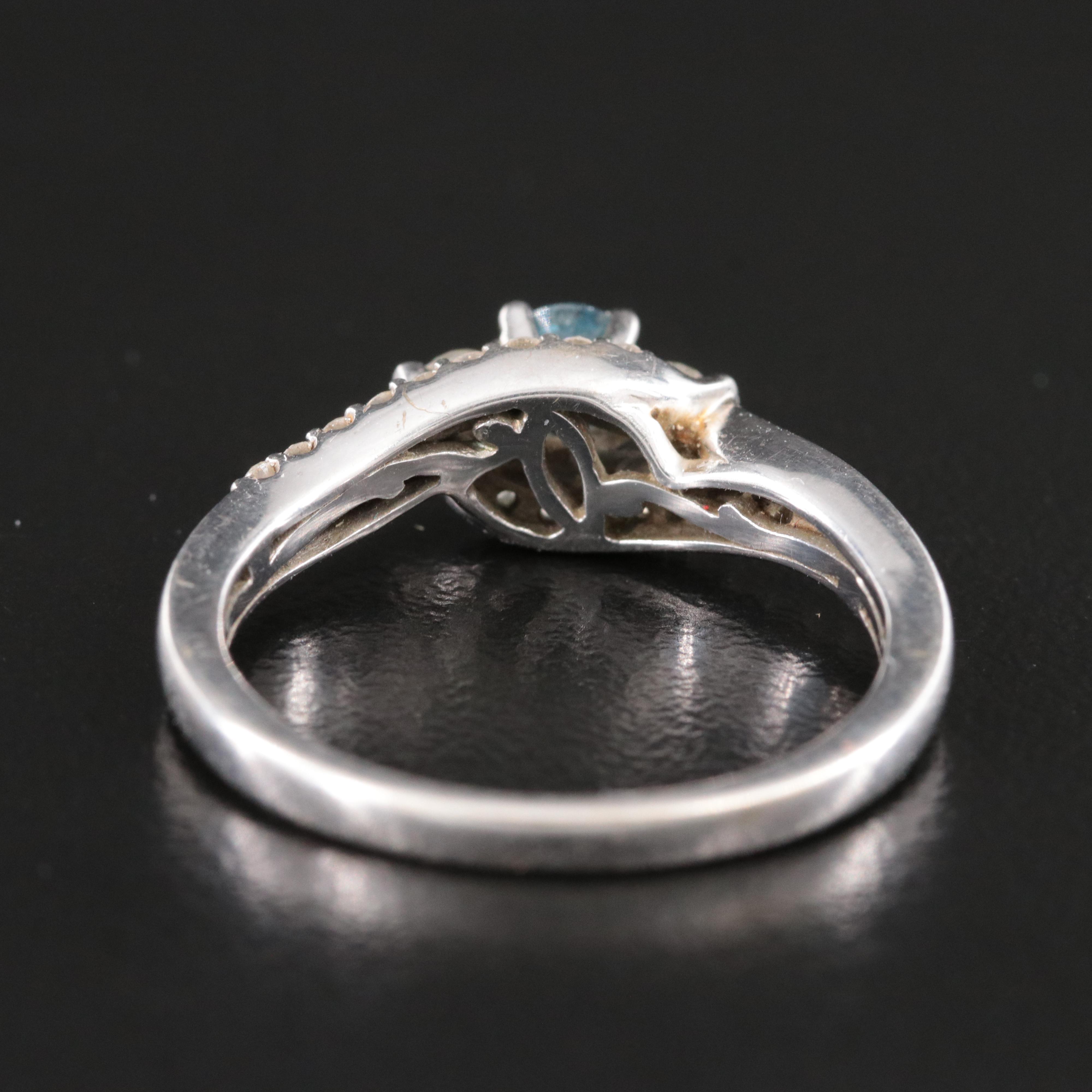 10K 0.57 CTW Diamond Ring with Lab Grown Fancy Blue Center