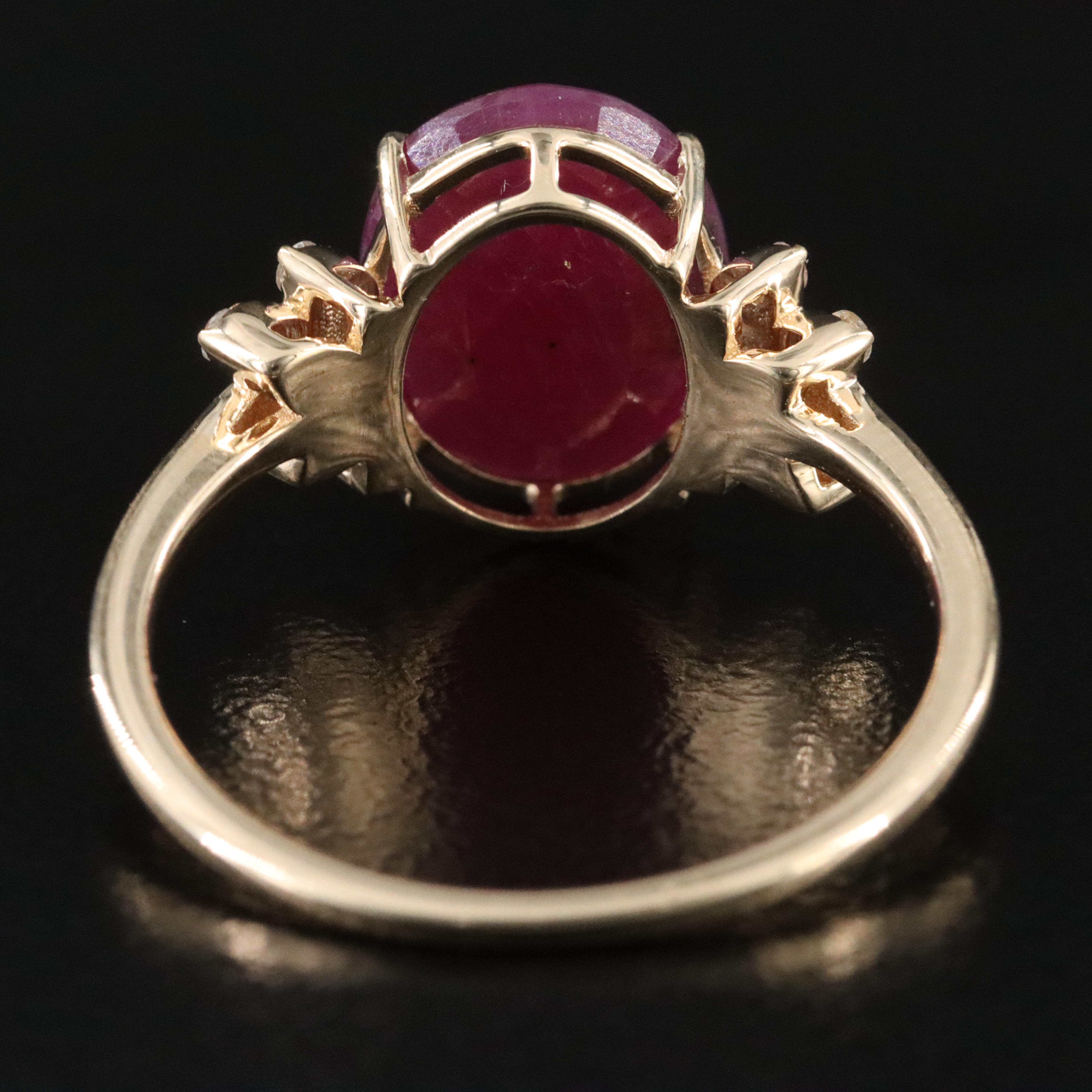 14K Filled Corundum and White Sapphire Ring