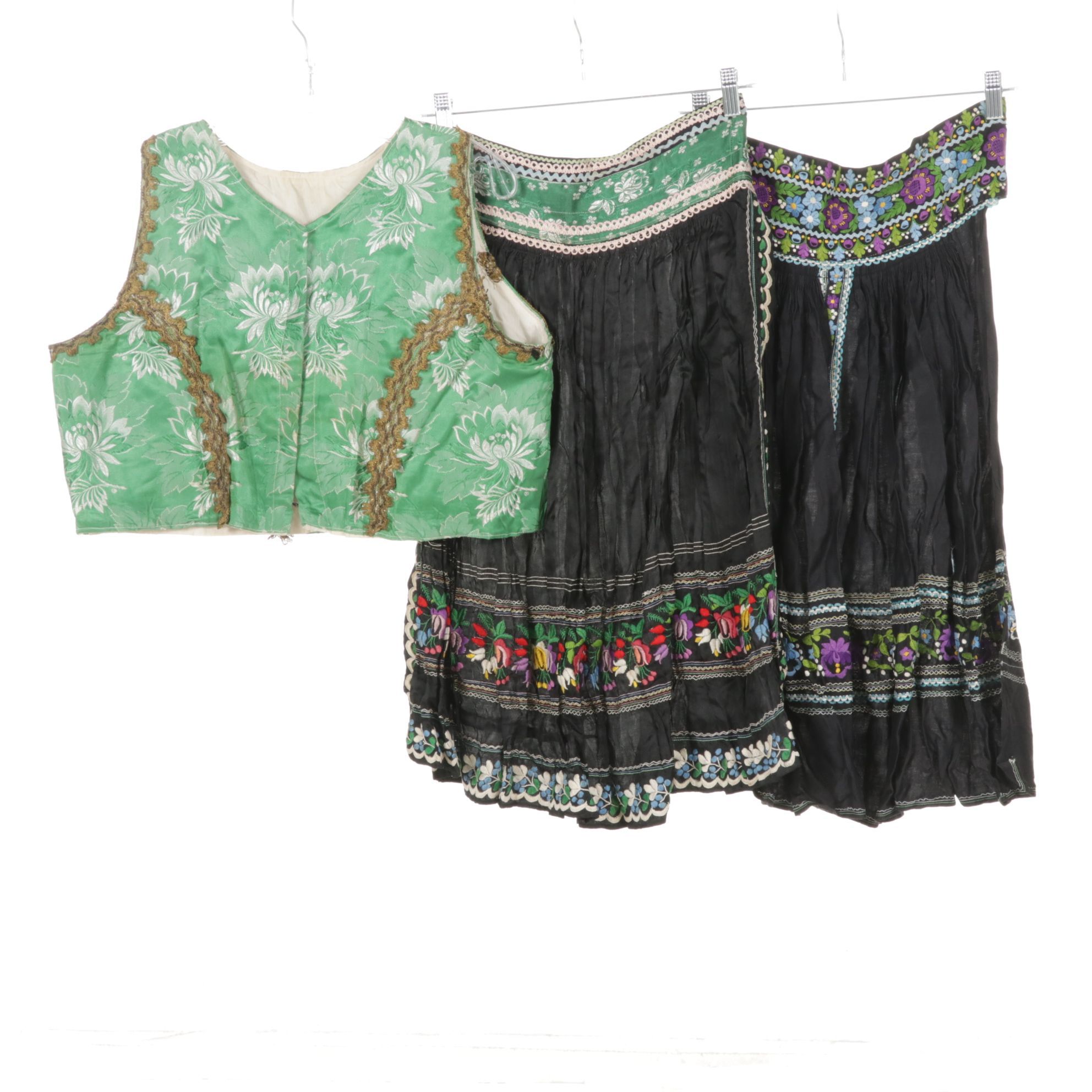 Czechoslovakian Style Kroj Aprons and Hand-Embellished Vest