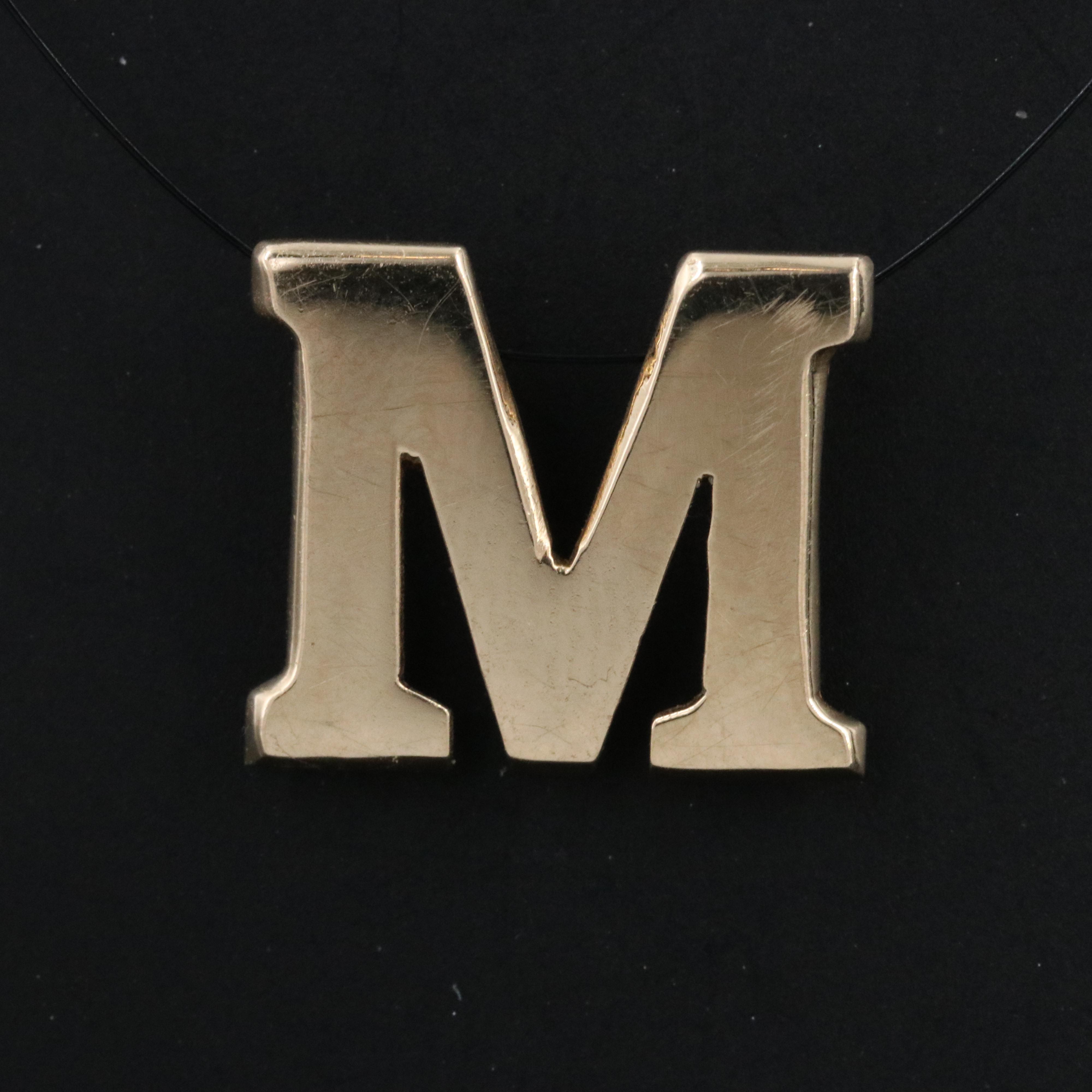 14K Letter "M" Pendant
